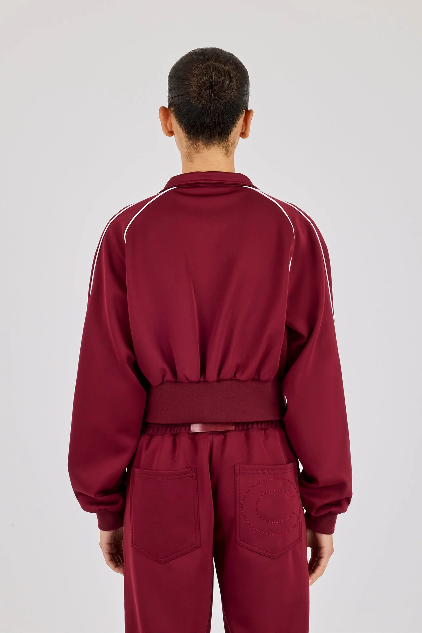 Poly Piping Track Jacket - Burgundy - Image 3