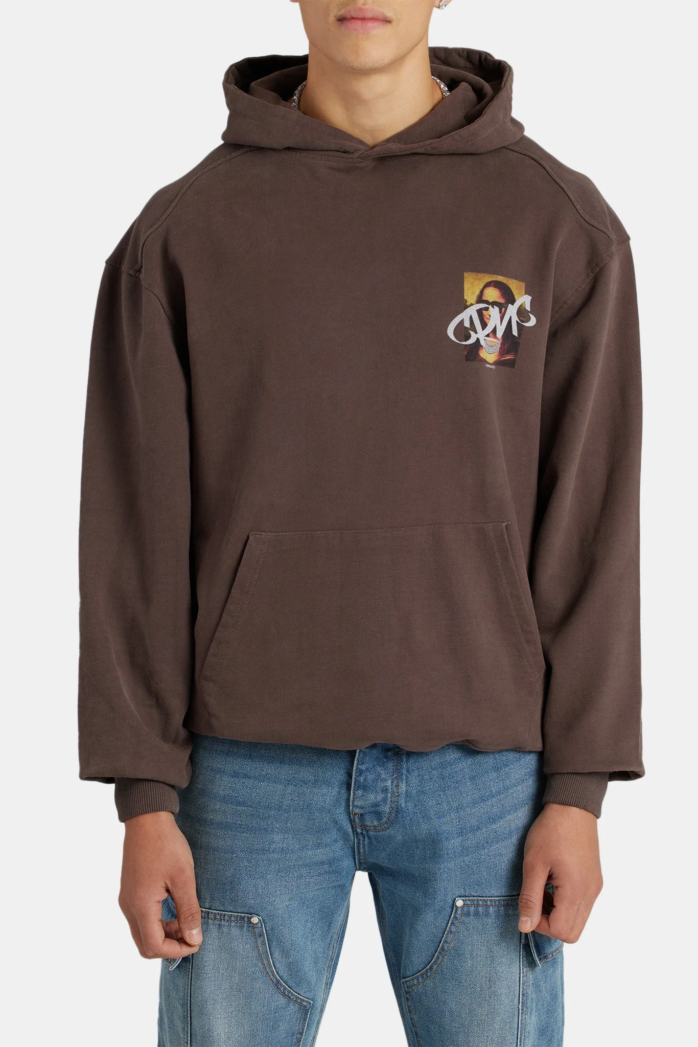 Portrait Graffiti Graphic Hoodie - Chocolate - Image 2