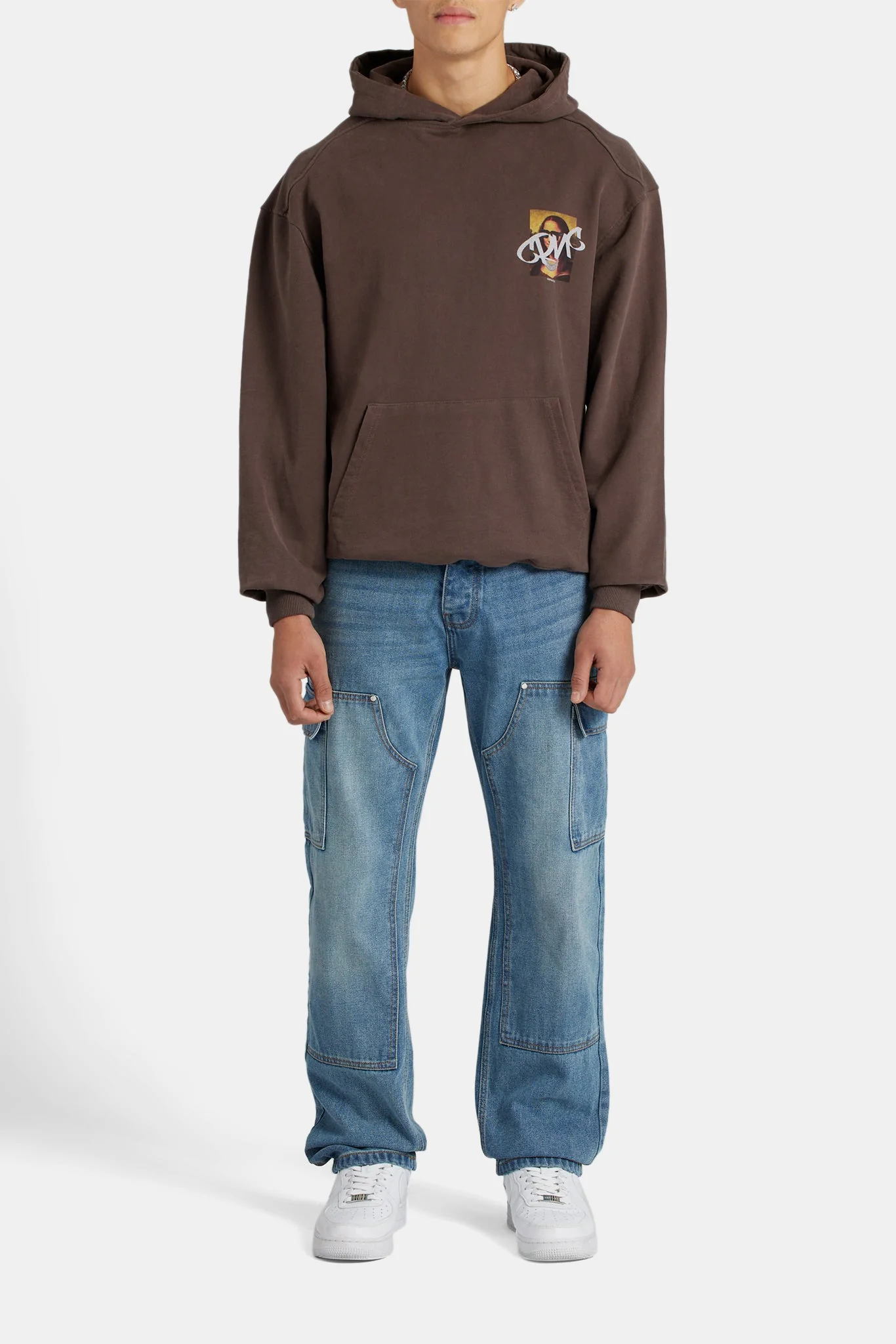 Portrait Graffiti Graphic Hoodie - Chocolate - Image 5