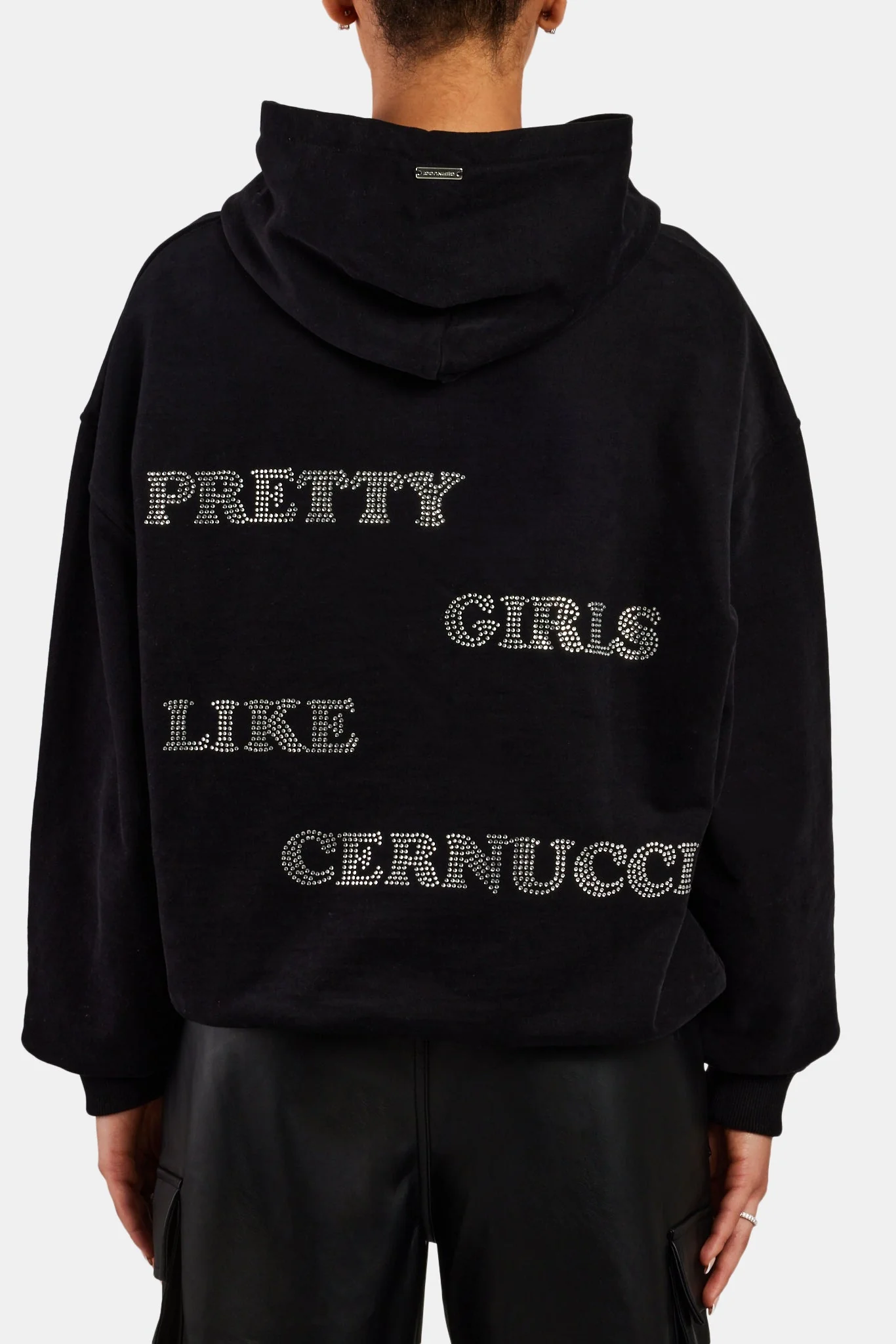 Pretty Girls Rhinestone Hoodie - Black