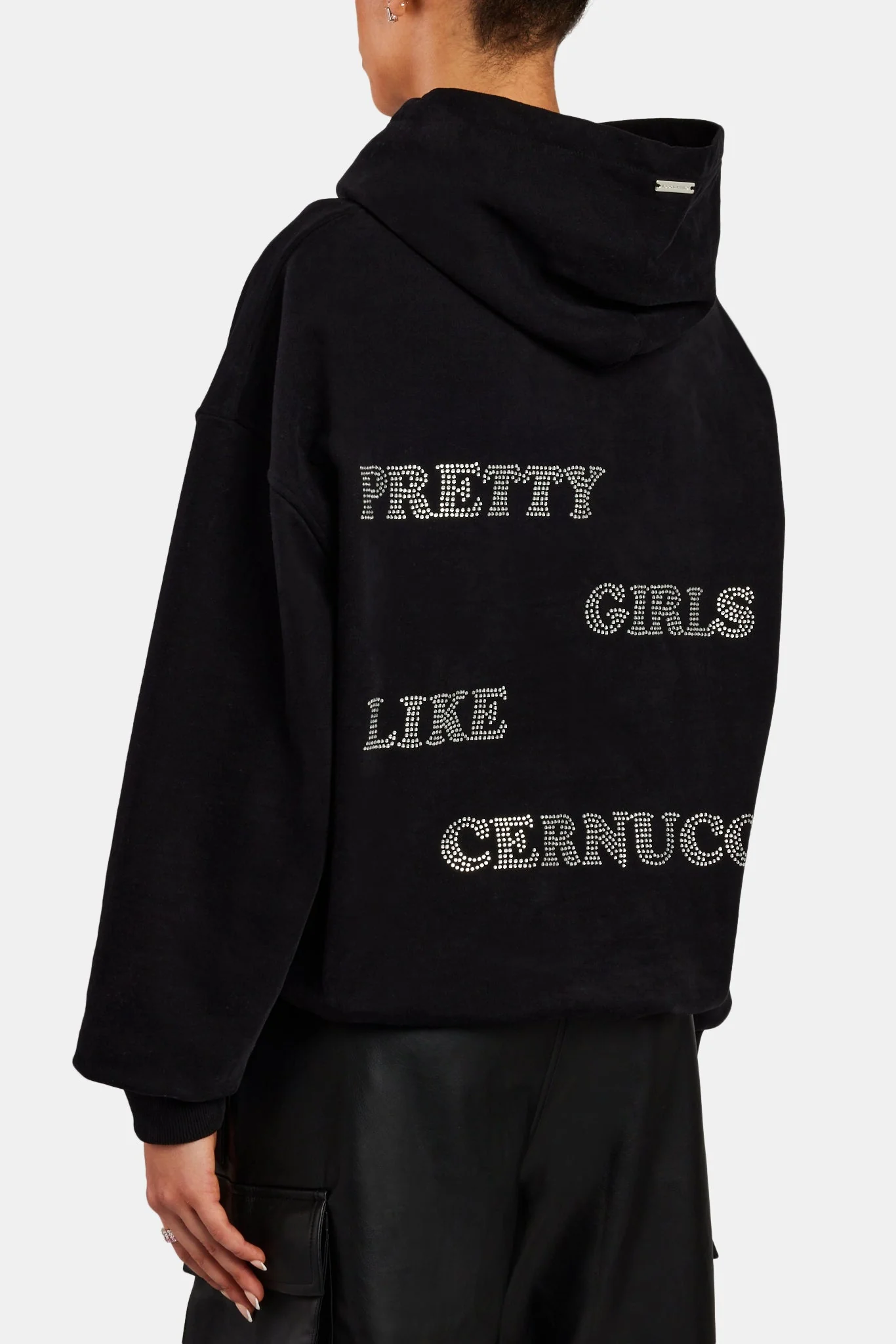 Pretty Girls Rhinestone Hoodie - Black - Image 2