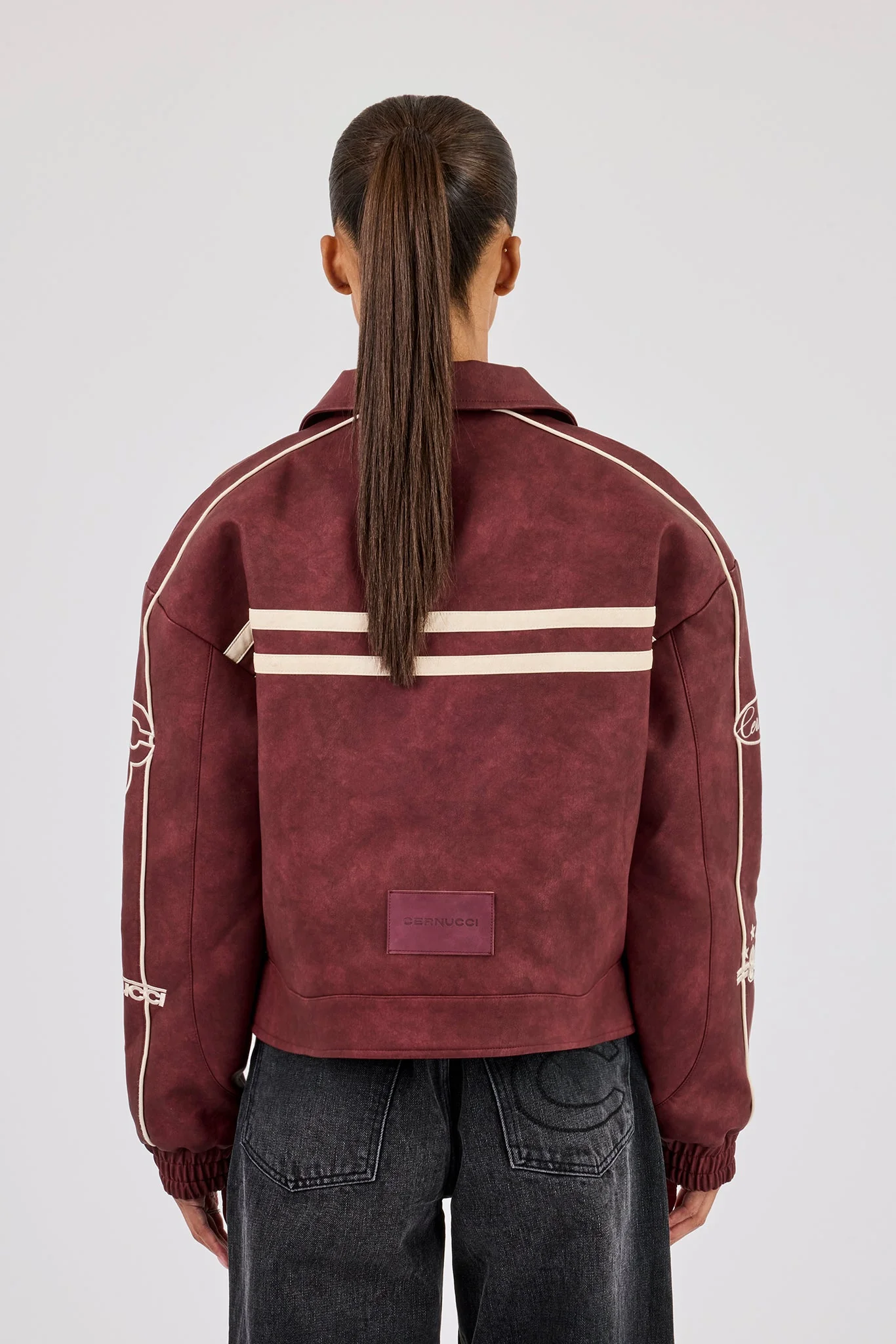 PU 86 Moto Harrington Jacket - Burgundy - Image 3