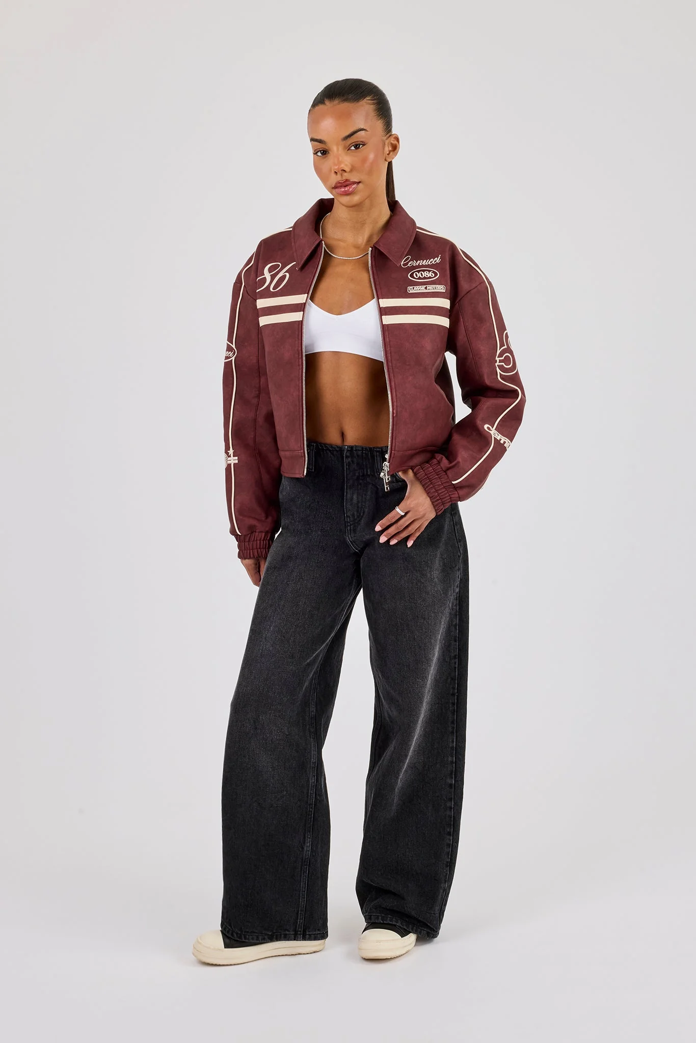 PU 86 Moto Harrington Jacket - Burgundy - Image 4