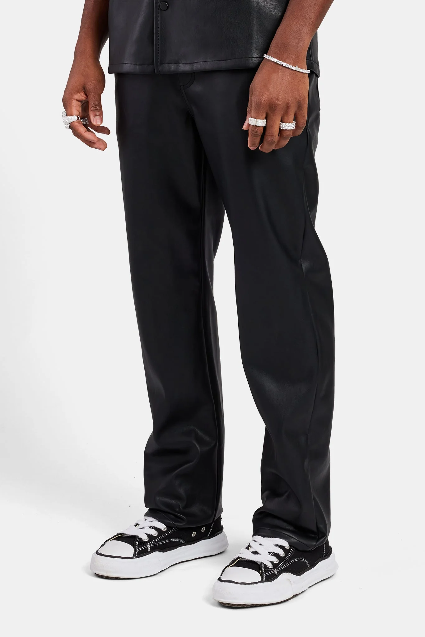 Faux Leather Trouser - Black - Image 3