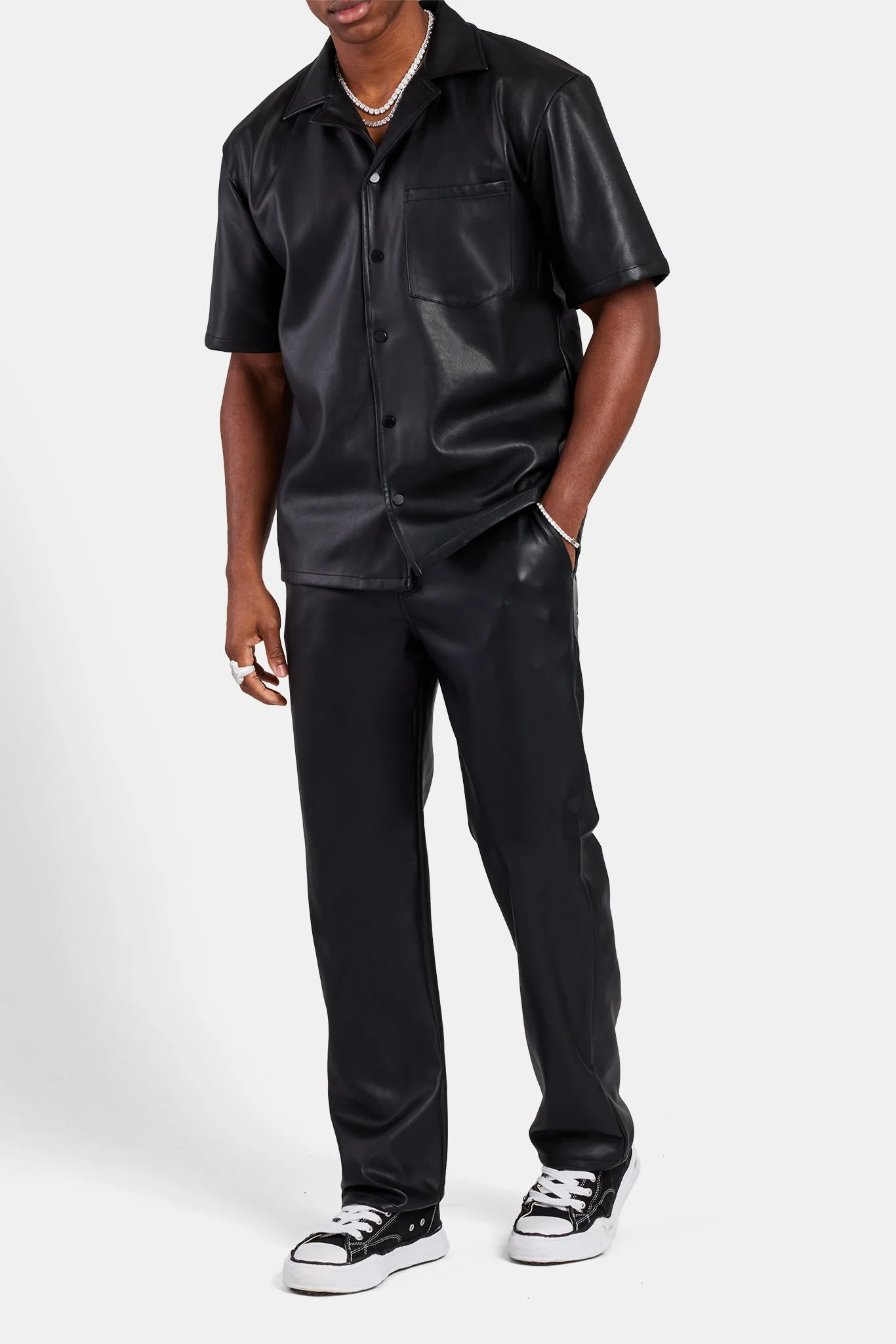 Faux Leather Trouser - Black - Image 4