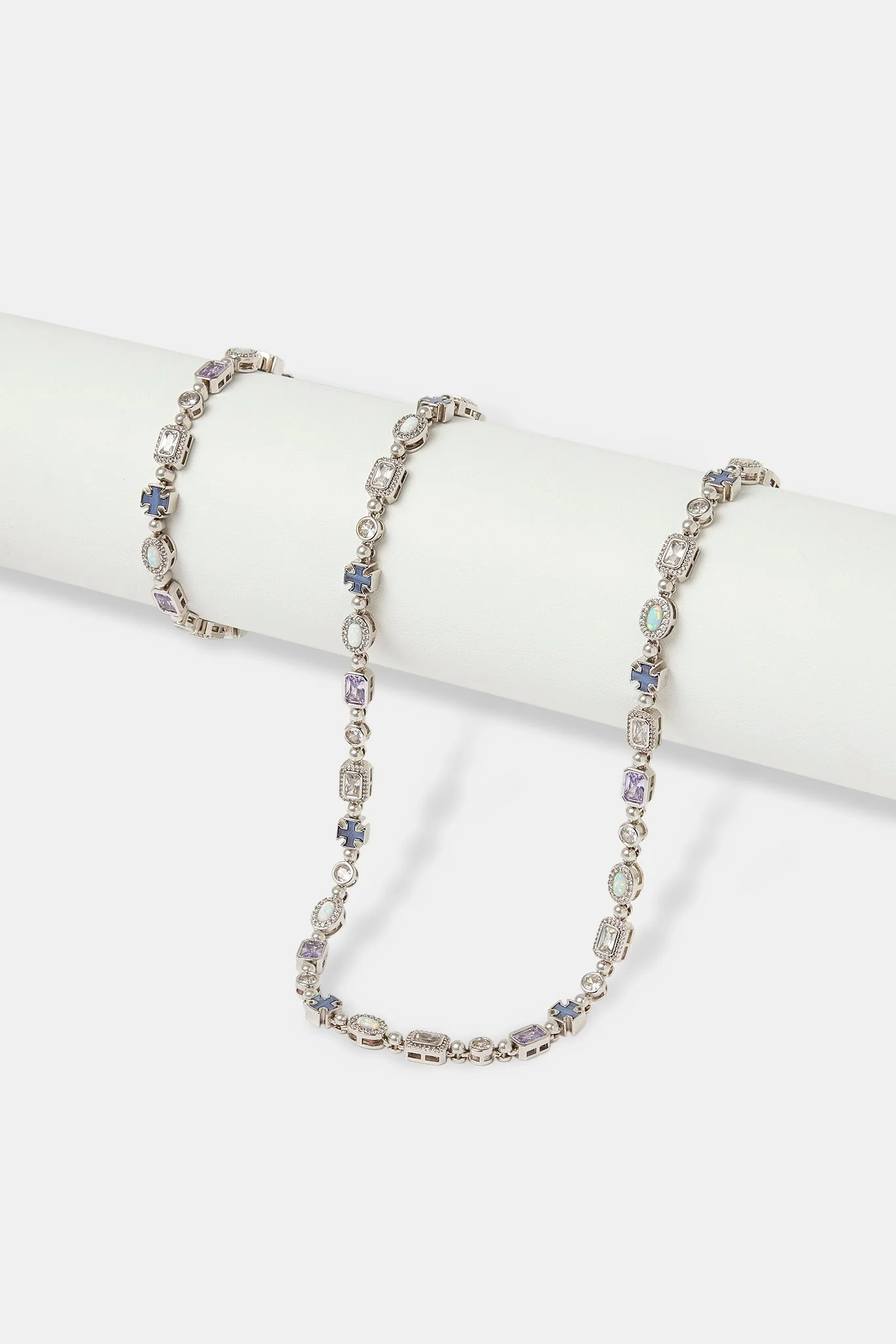 Purple Agate & Clear Multi Gemstone Chain & Bracelet - 6mm - Image 2