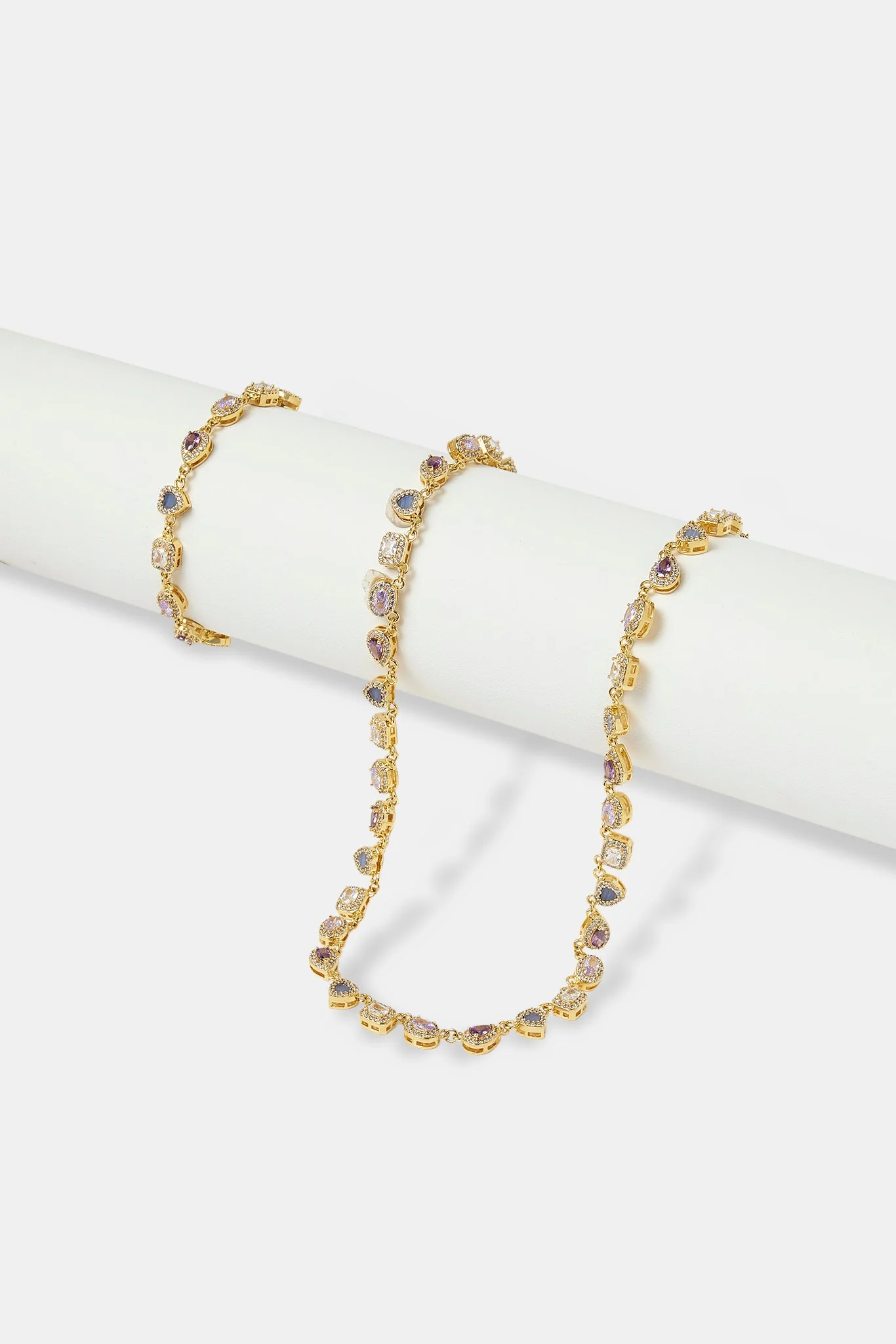 Purple Agate Iced Gemstone Chain & Bracelet - 6mm - Image 2