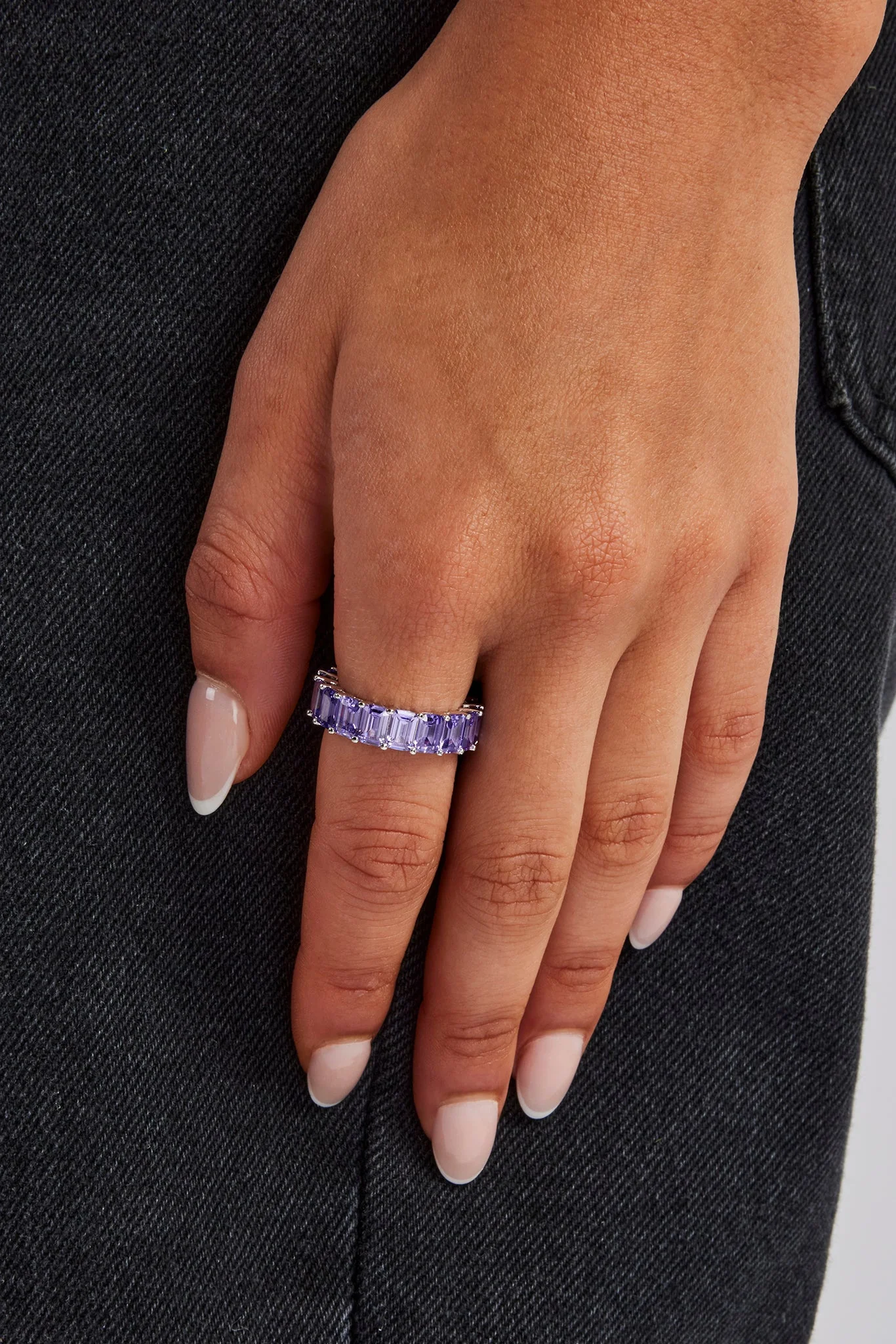 Purple CZ Baguette Tennis Ring - 6mm - Image 2