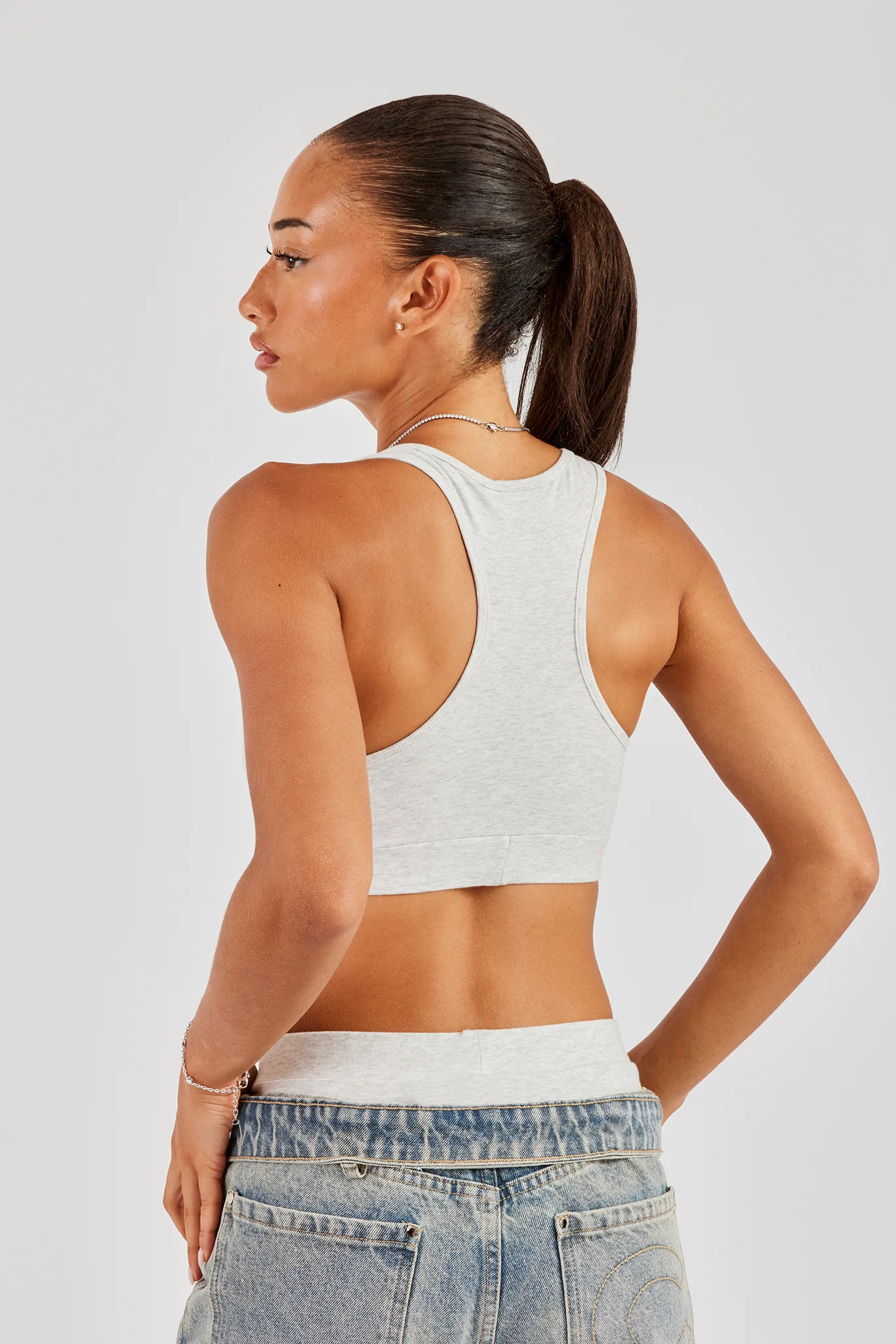 Racer Back Bralet - Ash Grey - Image 3