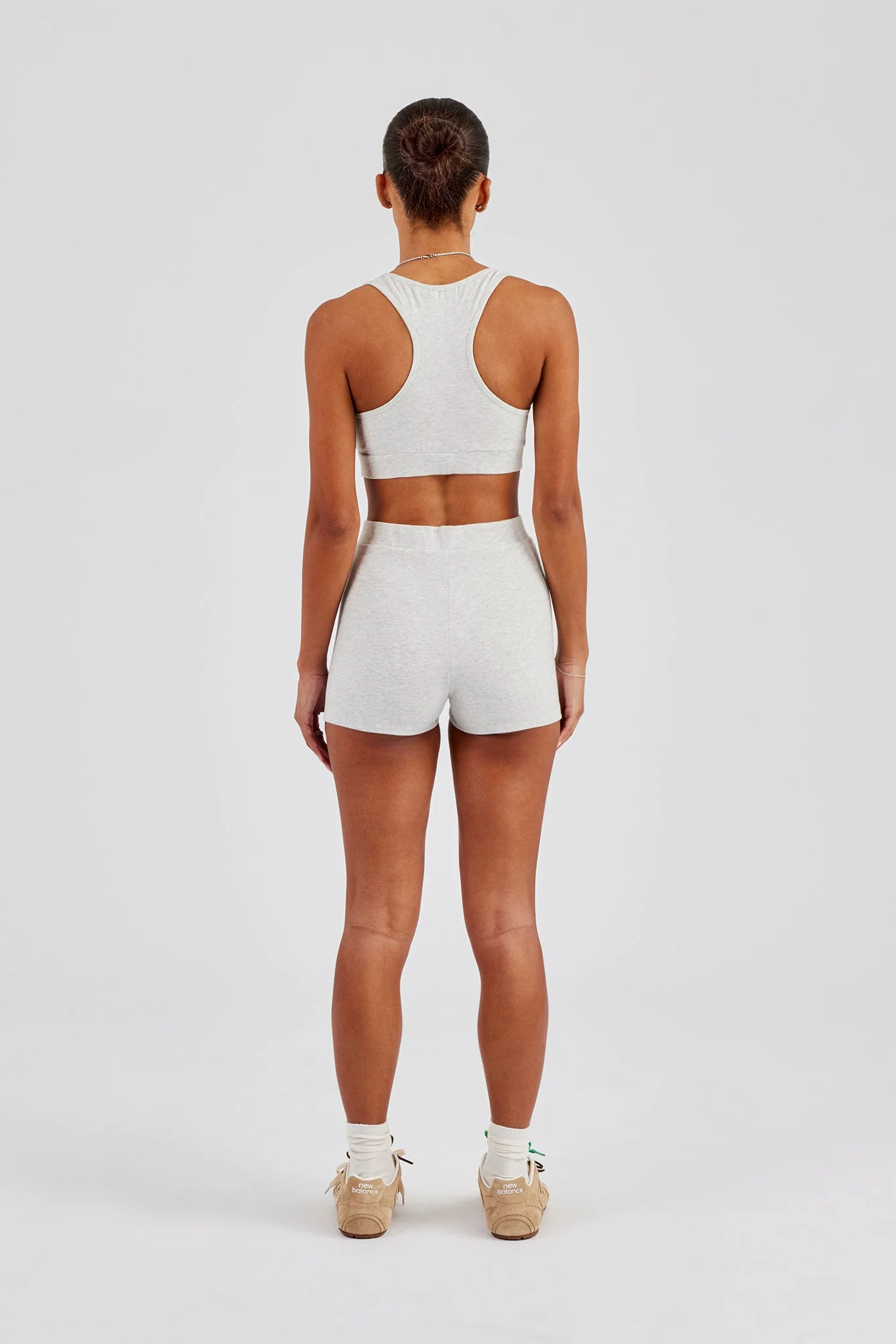 Racer Back Bralet & Jersey Boxer Short Set - Ash Grey - Image 3