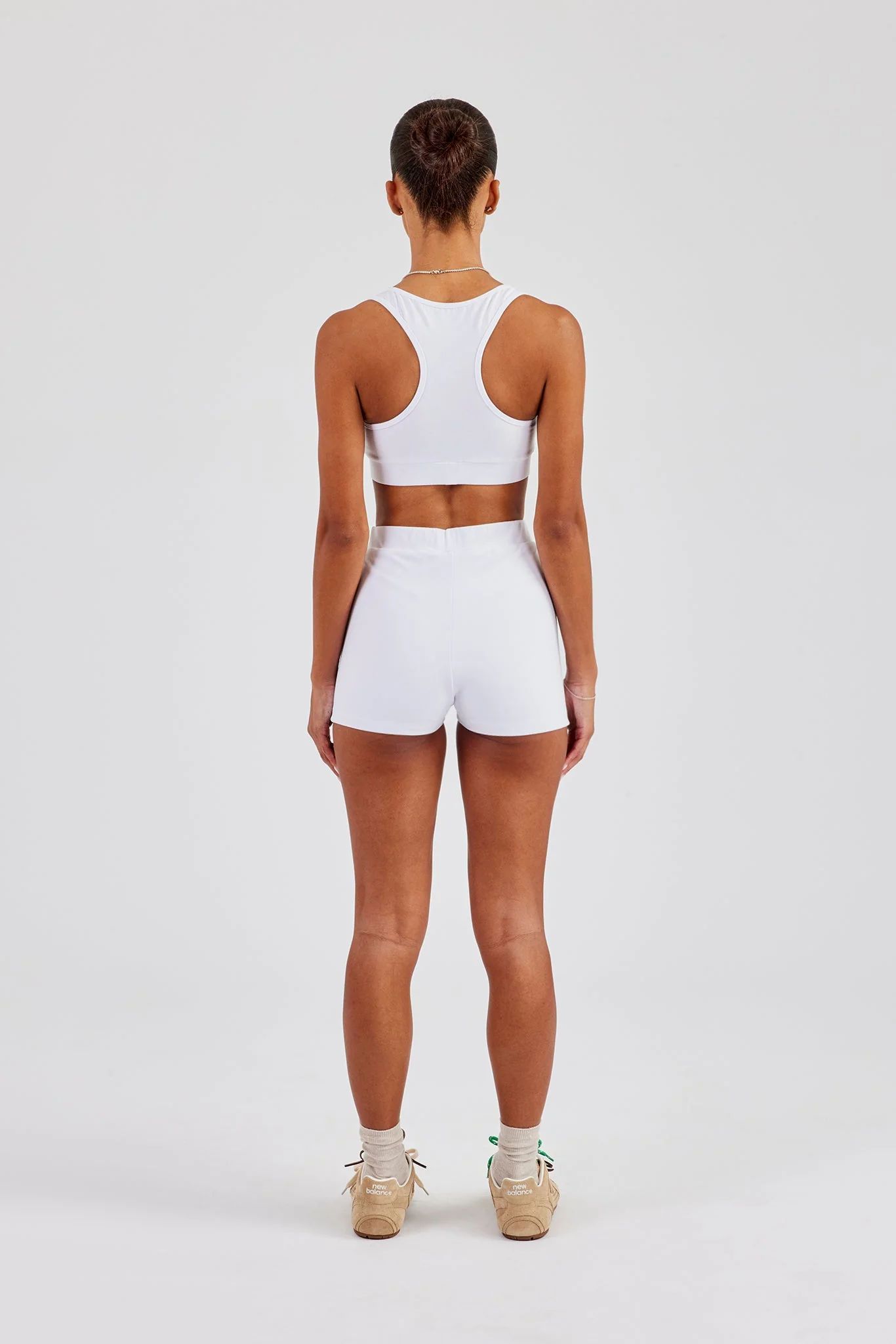 Racer Back Bralet & Jersey Boxer Short - White - Image 4