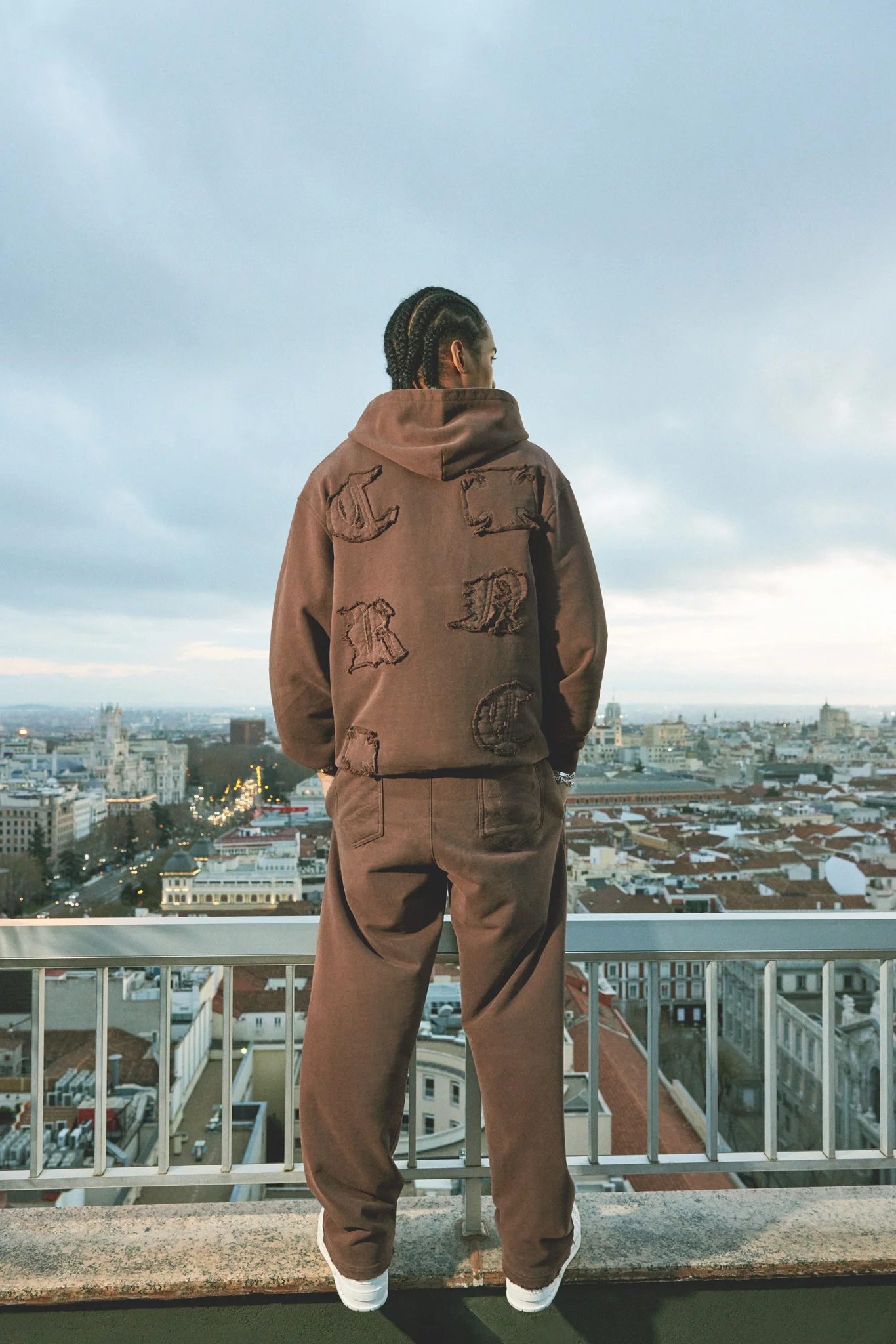 Raw Edge Applique Jogger - Brown - Image 5