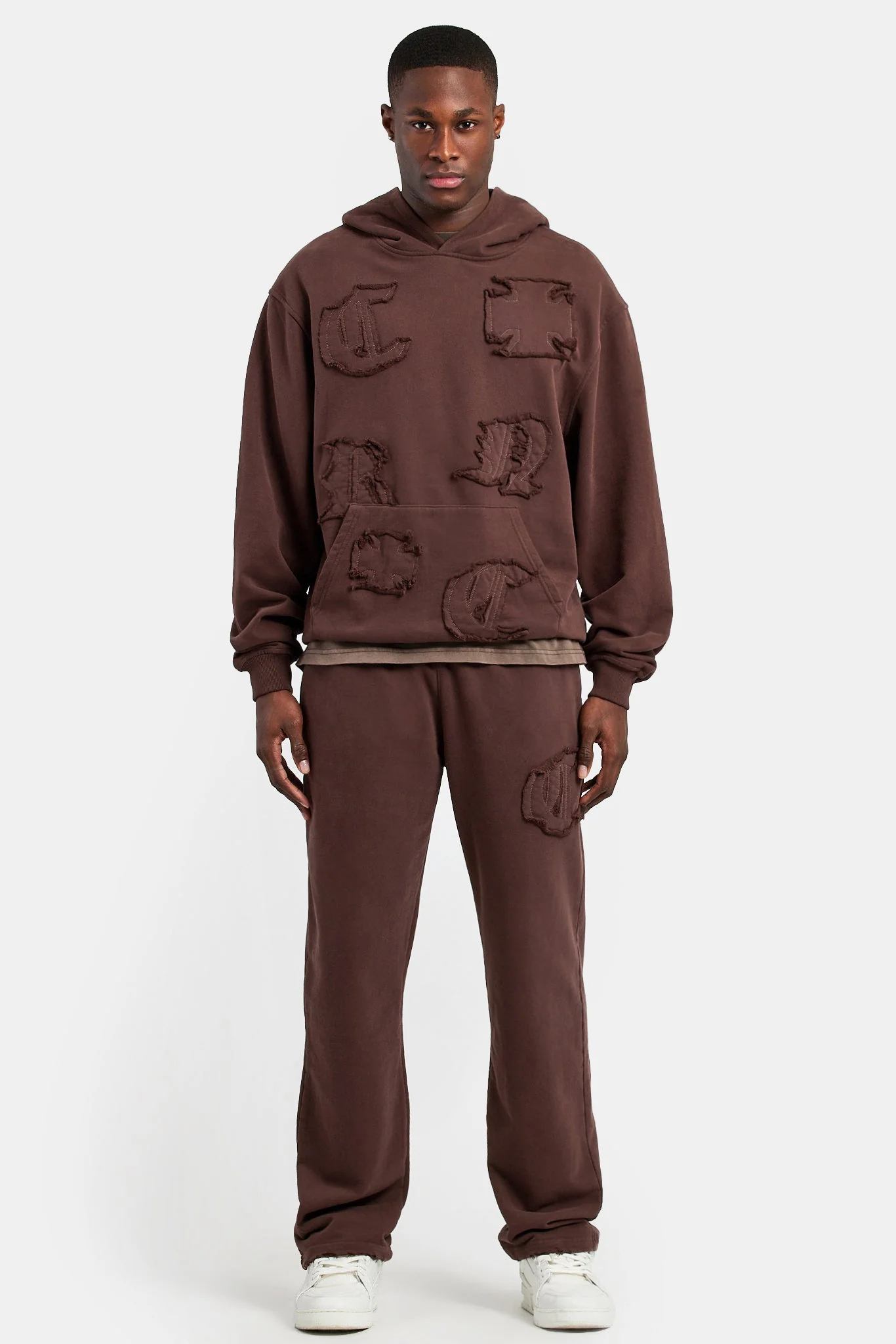 Raw Edge Applique Tracksuit - Brown - Image 2