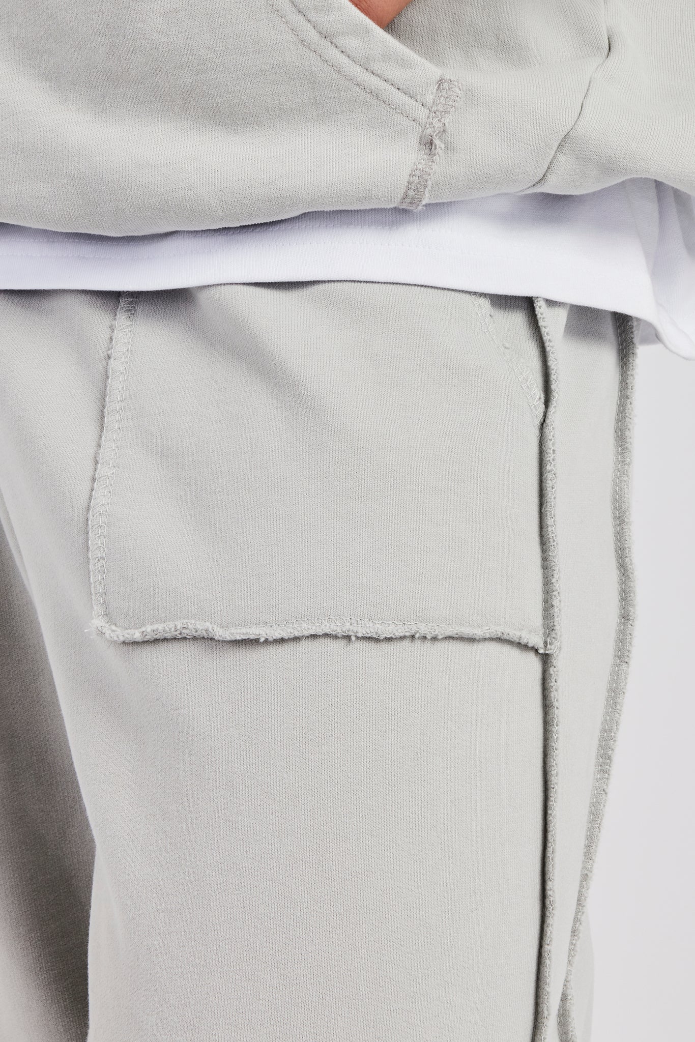 Exposed Seam Straight Leg Jogger - Ash Grey - Image 2