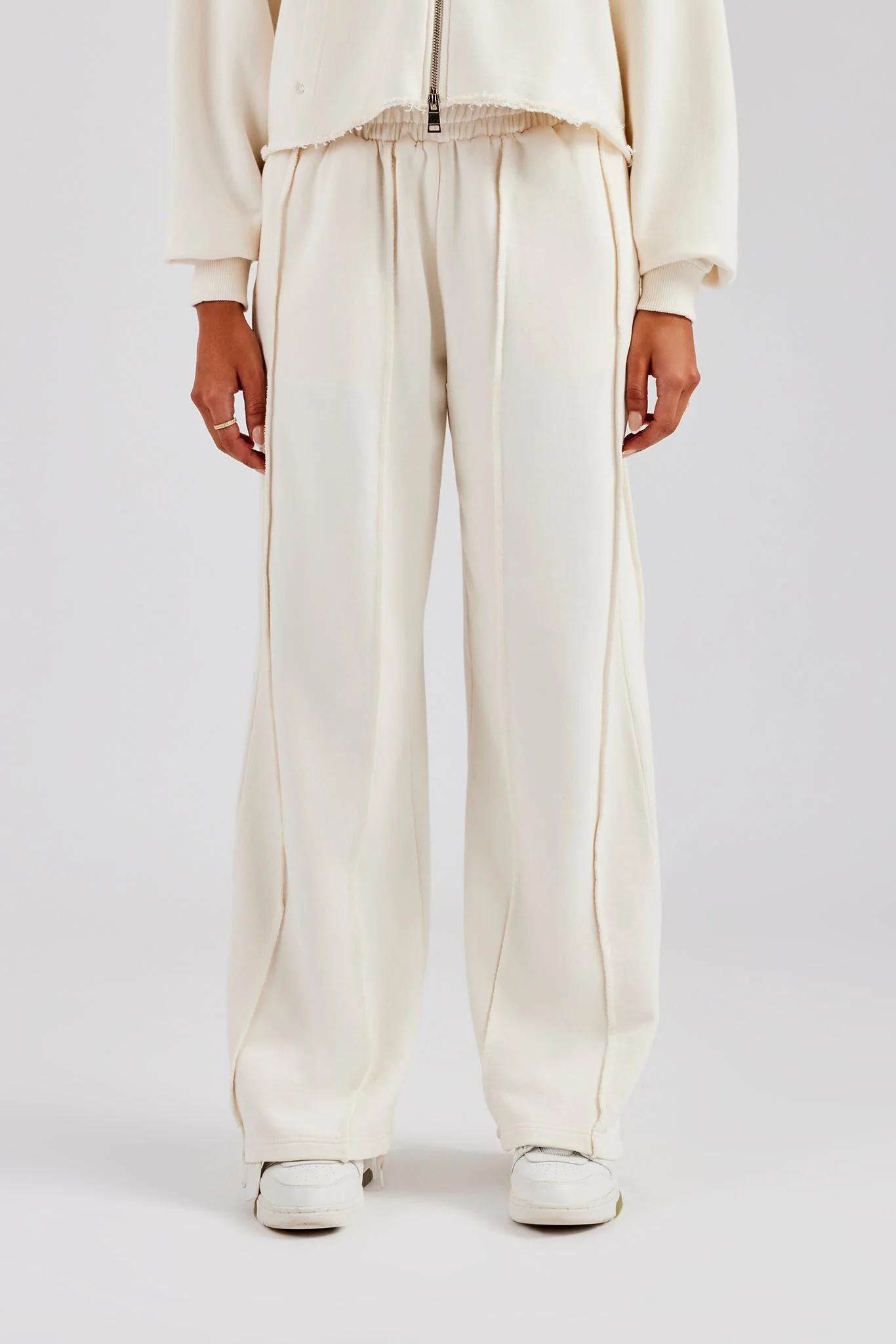 Raw Edge Waistband Jogger - Off White - Image 2