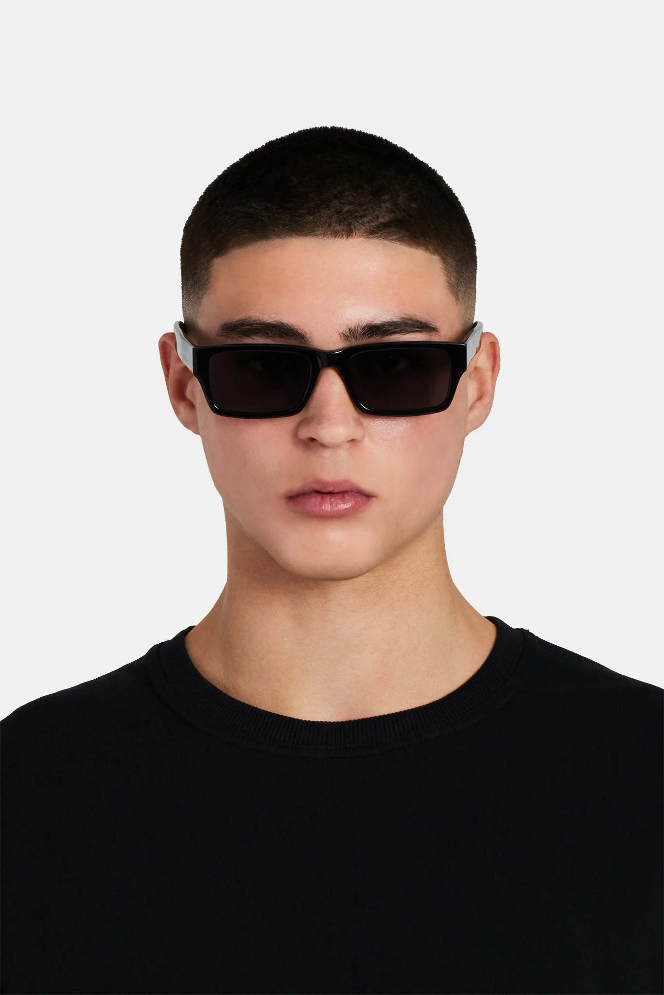 Rectangle Acetate Sunglasses - Black - Image 4
