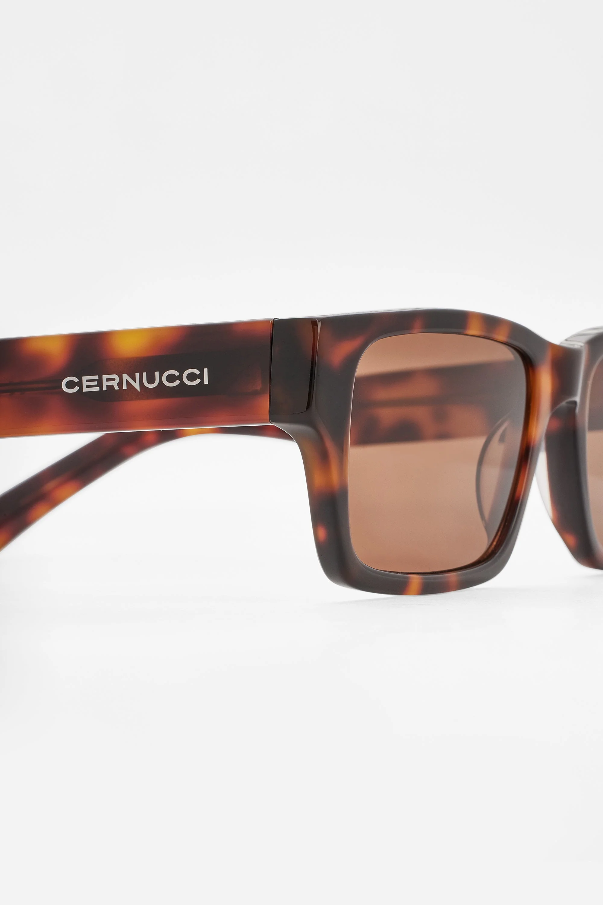 Rectangular Acetate Sunglasses - Brown - Image 3