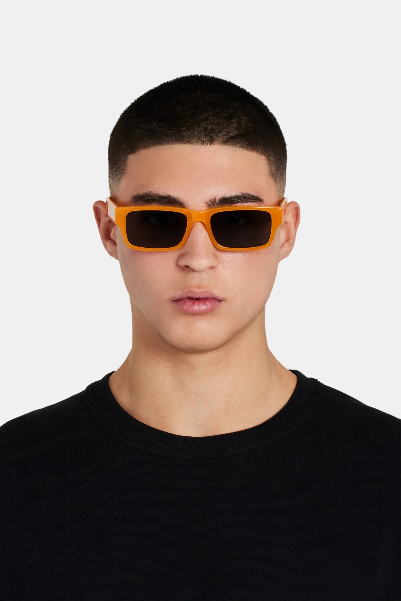 Rectangular Acetate Sunglasses - Orange - Image 4