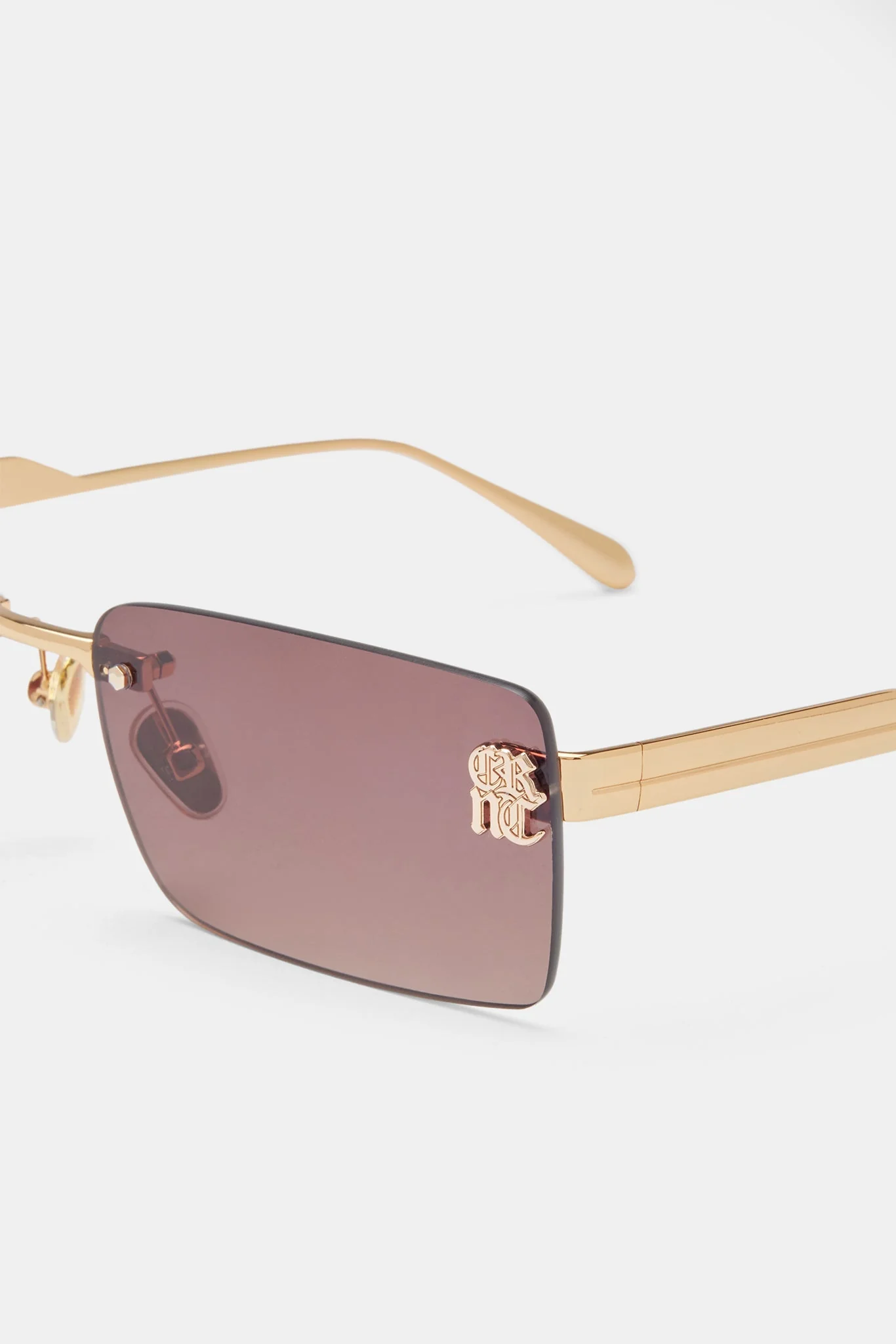 Rectangular Tinted Sunglasses - Brown - Image 2