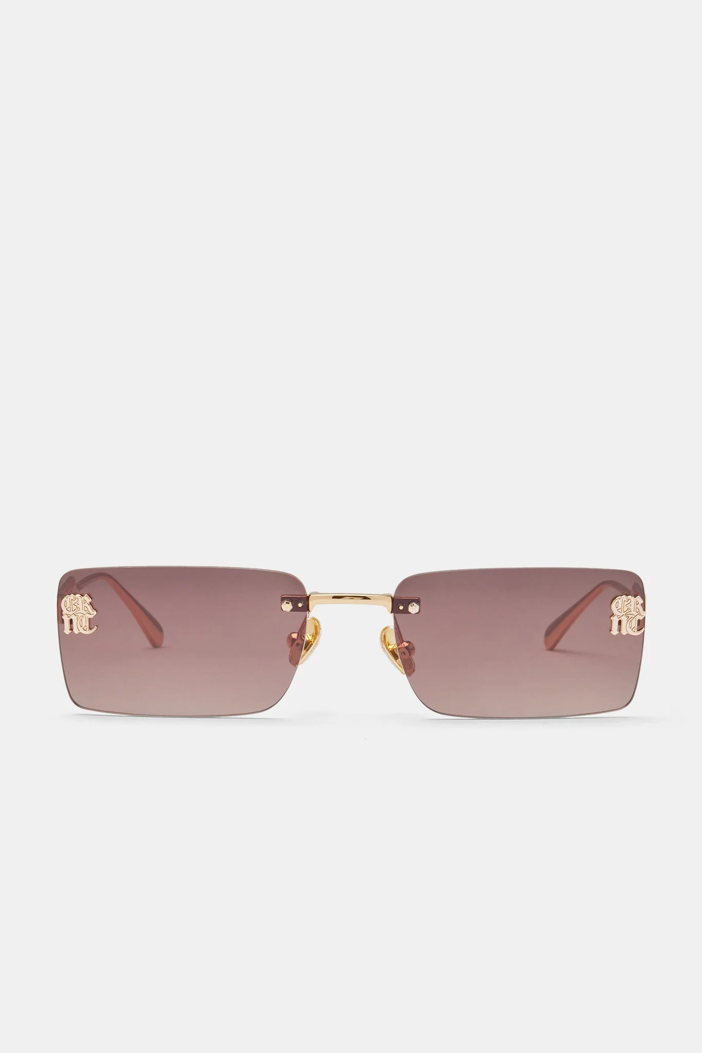 Rectangular Tinted Sunglasses - Brown - Image 4