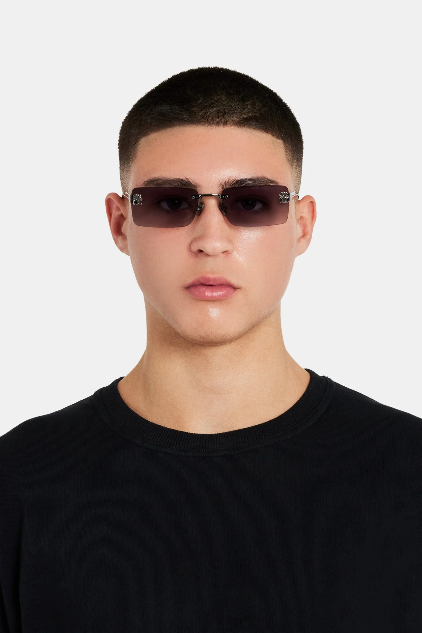 Rectangular Tinted Sunglasses - Charcoal - Image 3