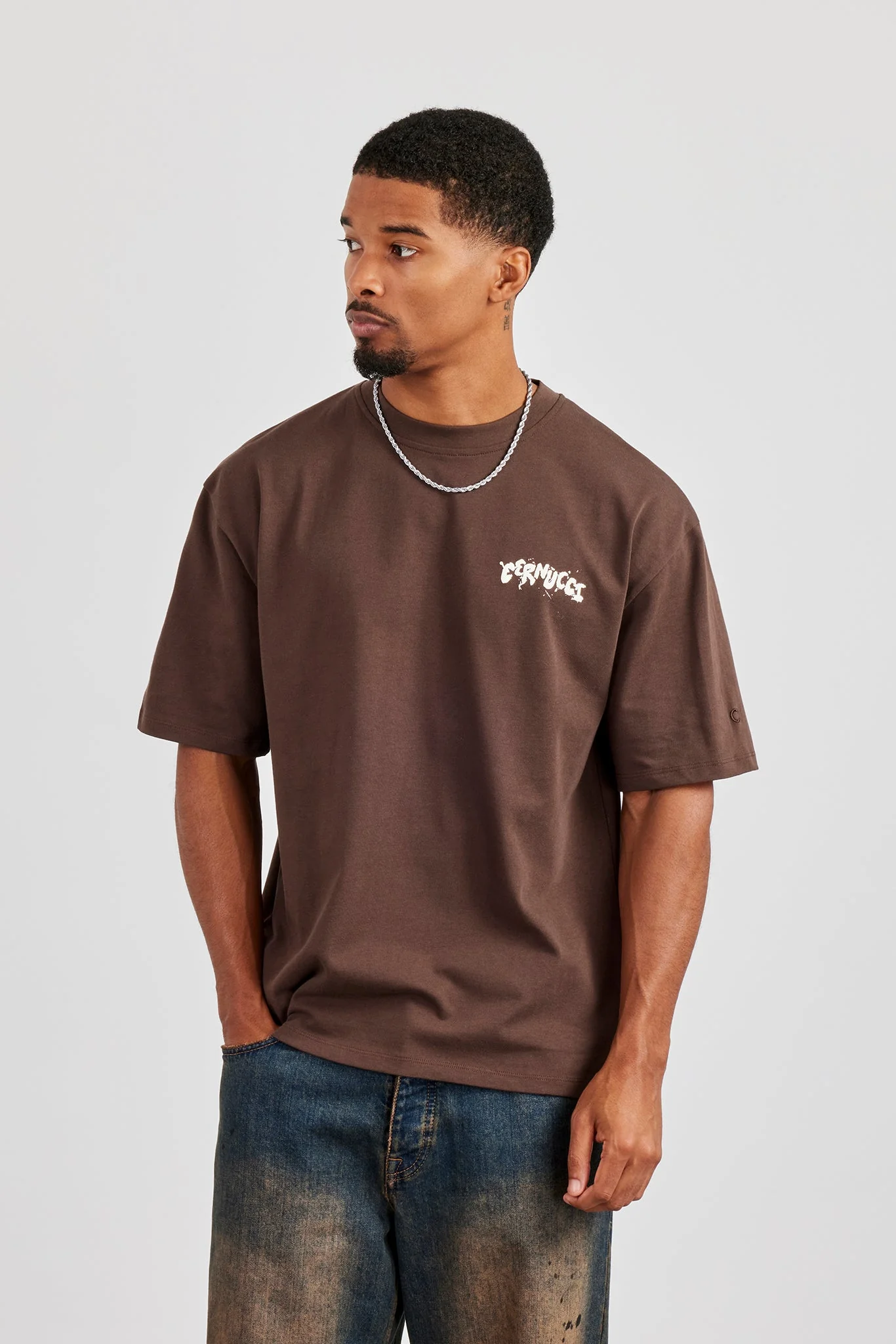 Regular Back Puff Print T-Shirt - Chocolate - Image 2