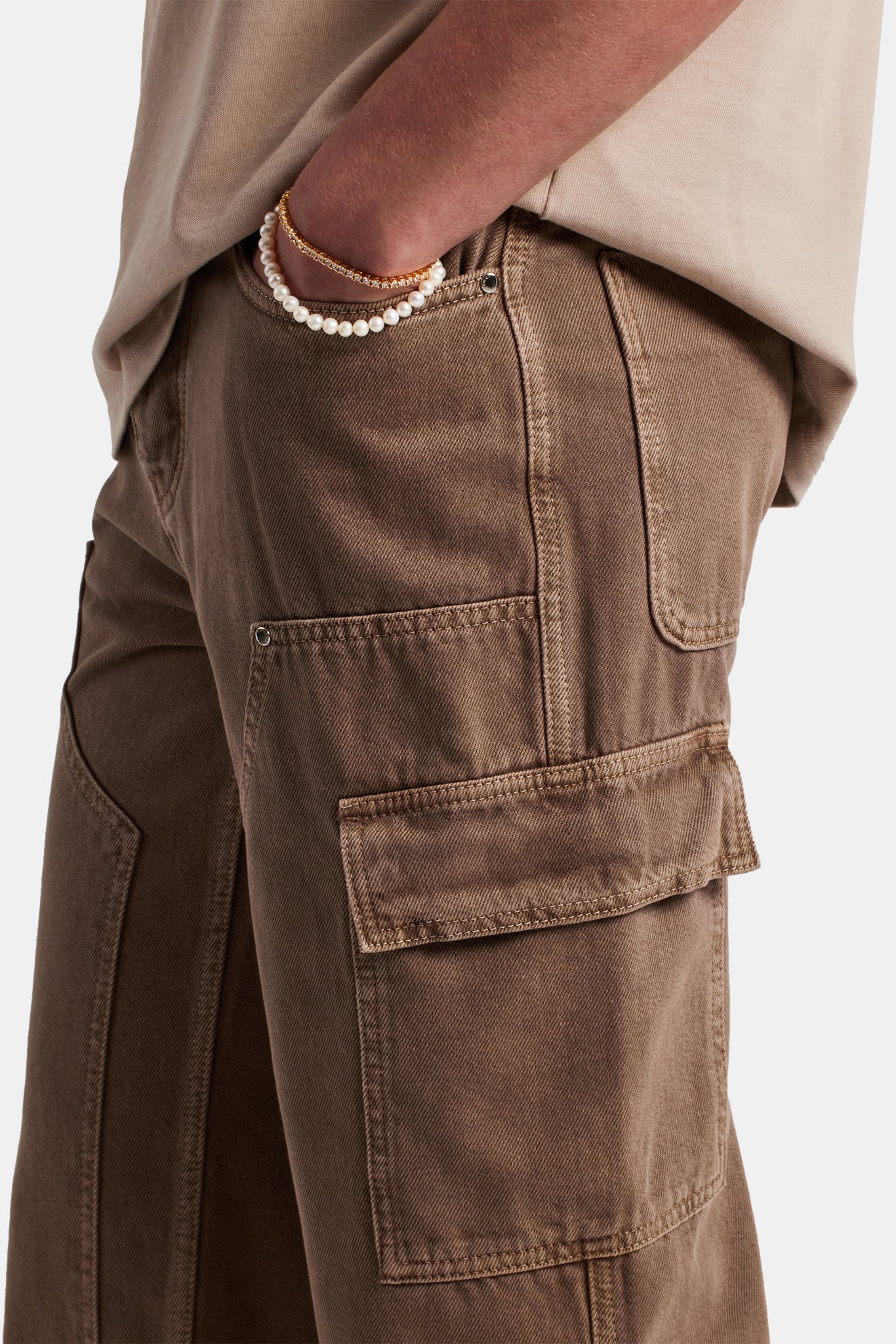 Relaxed Cargo Carpenter Jean - Washed Brown - Image 3