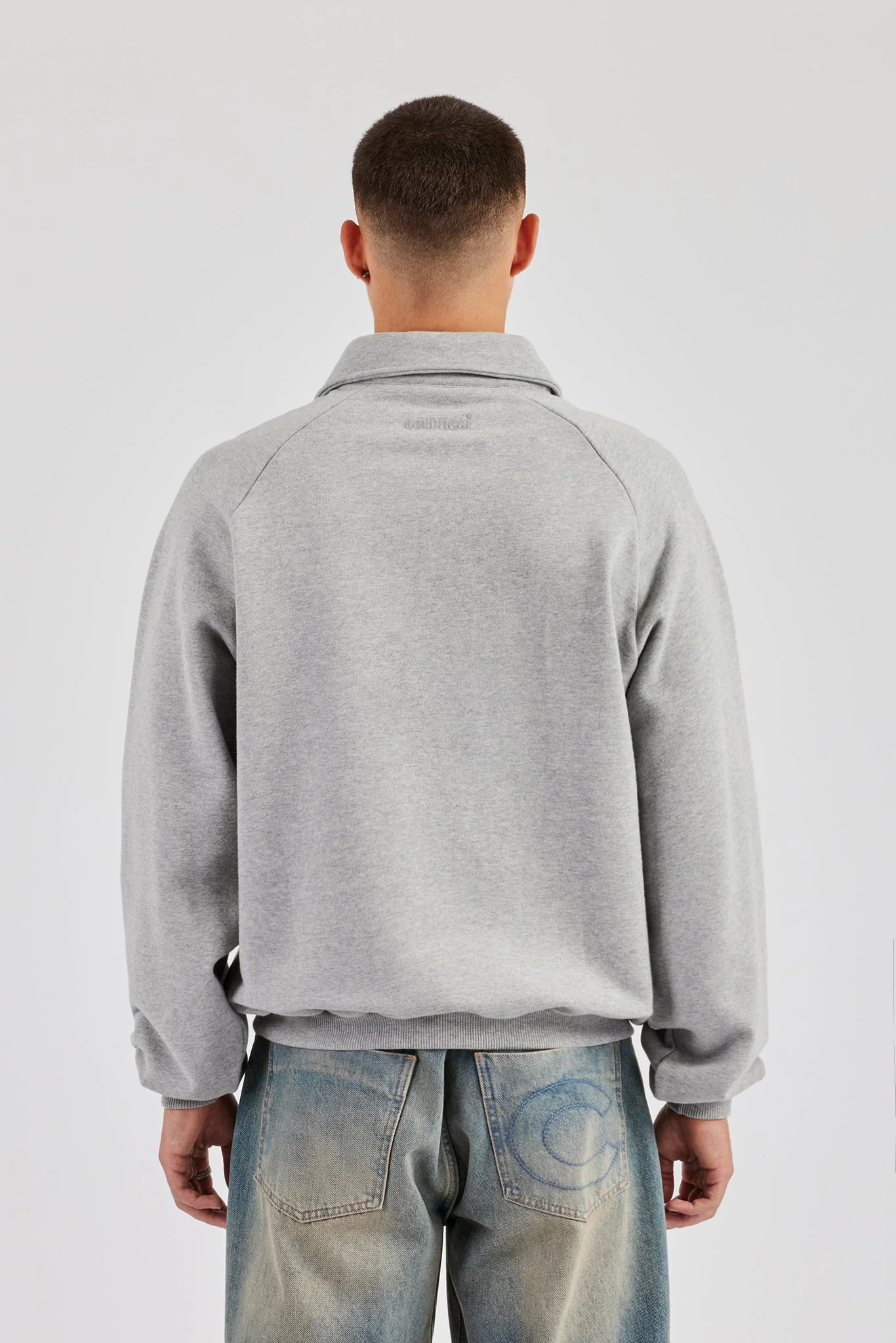 Relaxed Polo Sweatshirt - Grey Marl - Image 3