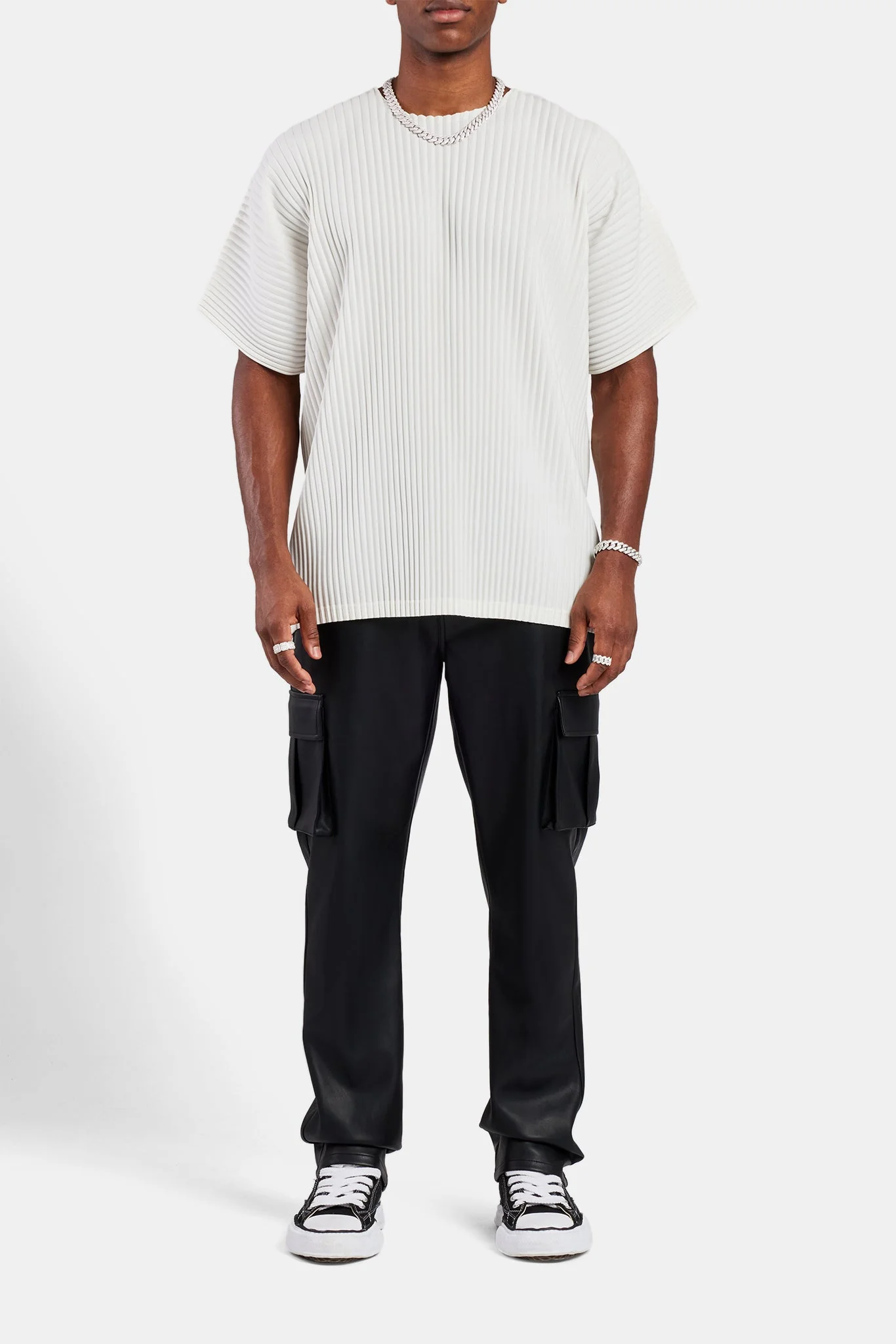 Relaxed PU Cargo Trouser - Black - Image 2