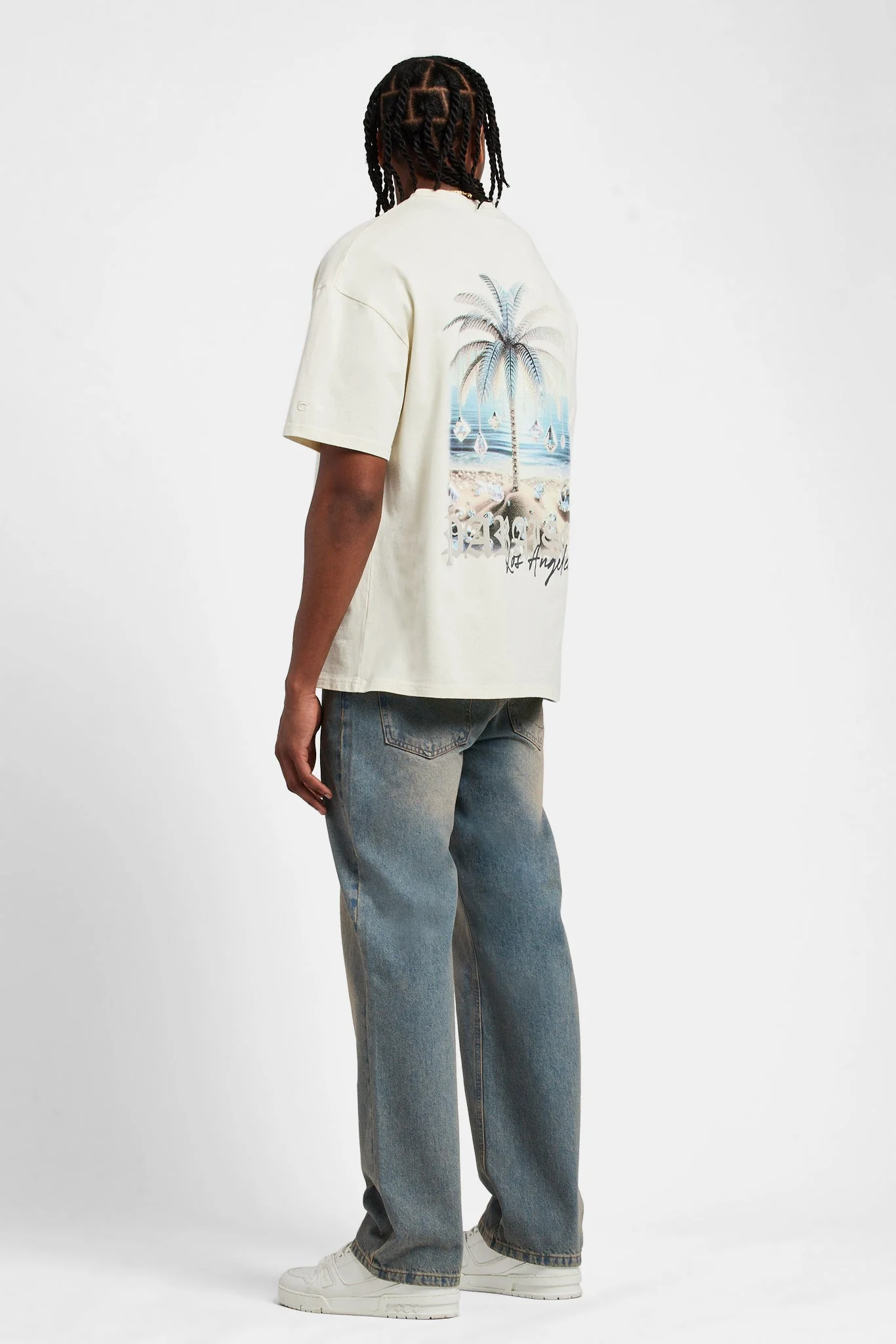 Relaxed Rhinestone Pocket Detail Jeans - Antique Wash - Image 4