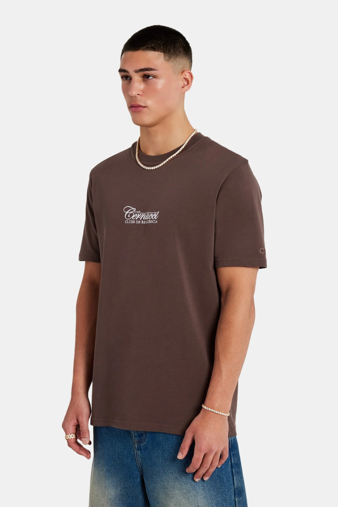 Residence Club Embroidered T-Shirt - Chocolate - Image 3