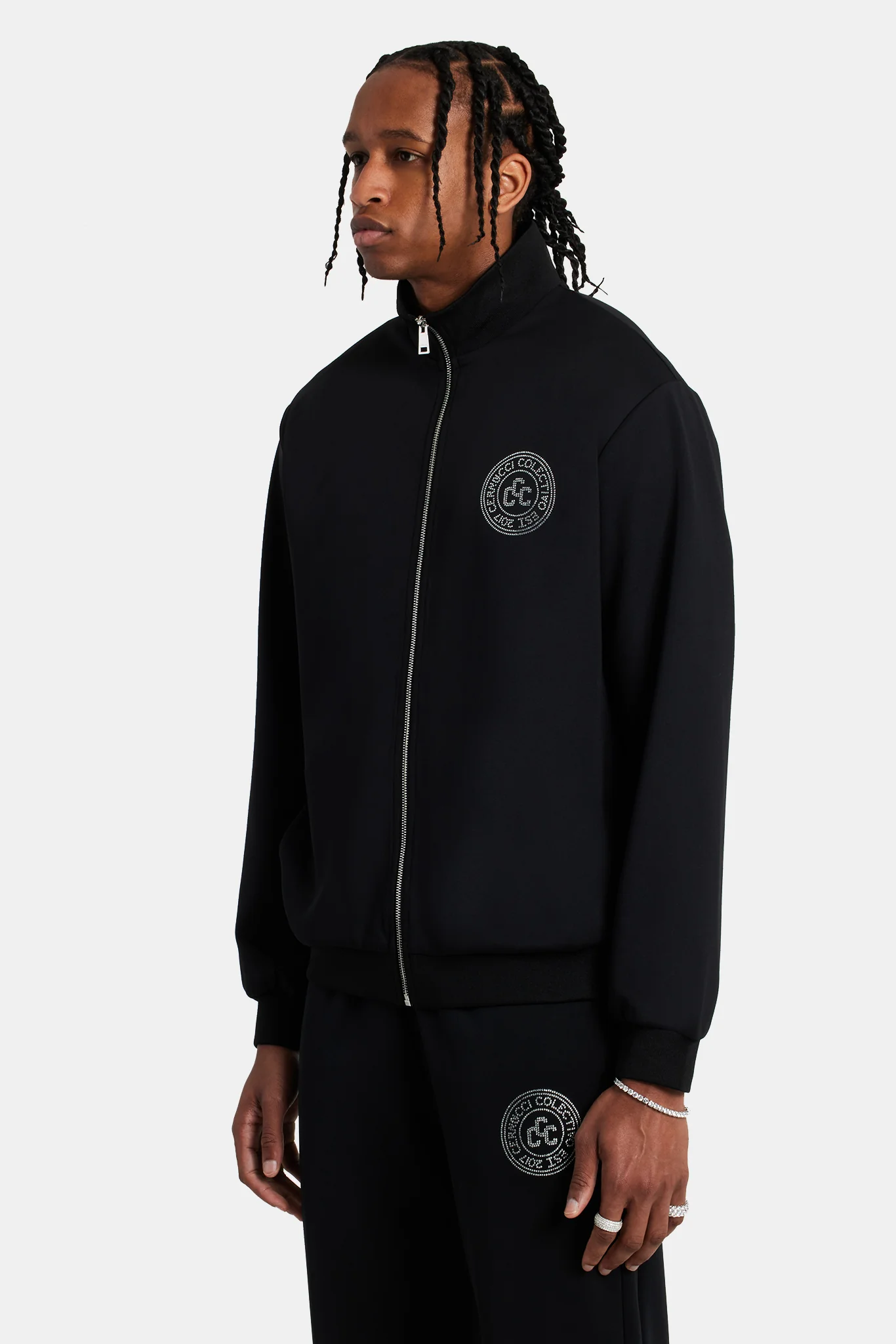 Rhinestone Crest Tracksuit - Black - Image 11