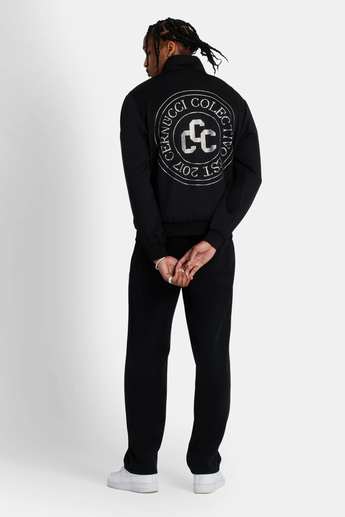 Rhinestone Crest Tracksuit - Black - Image 2