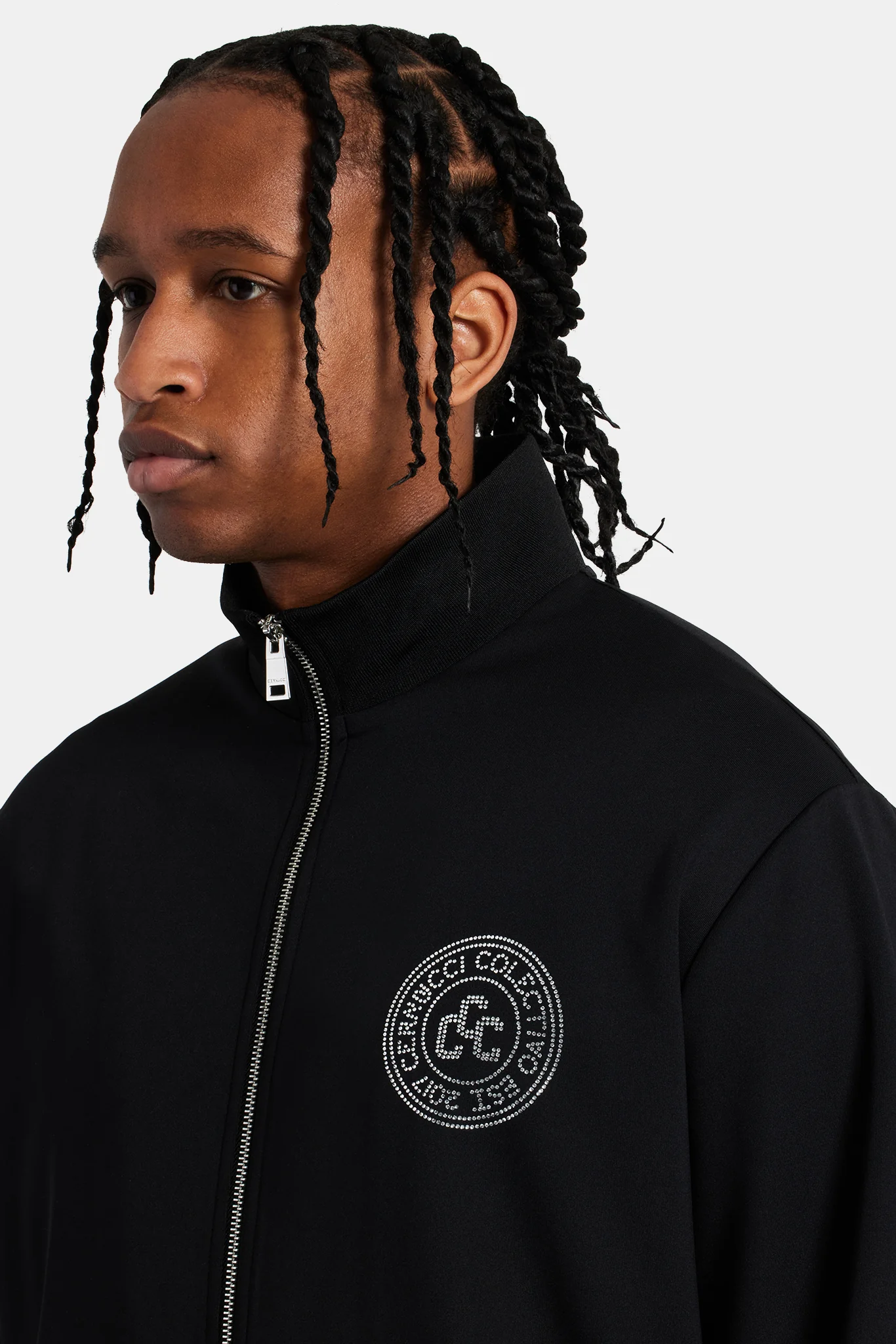 Rhinestone Crest Tracksuit - Black - Image 4