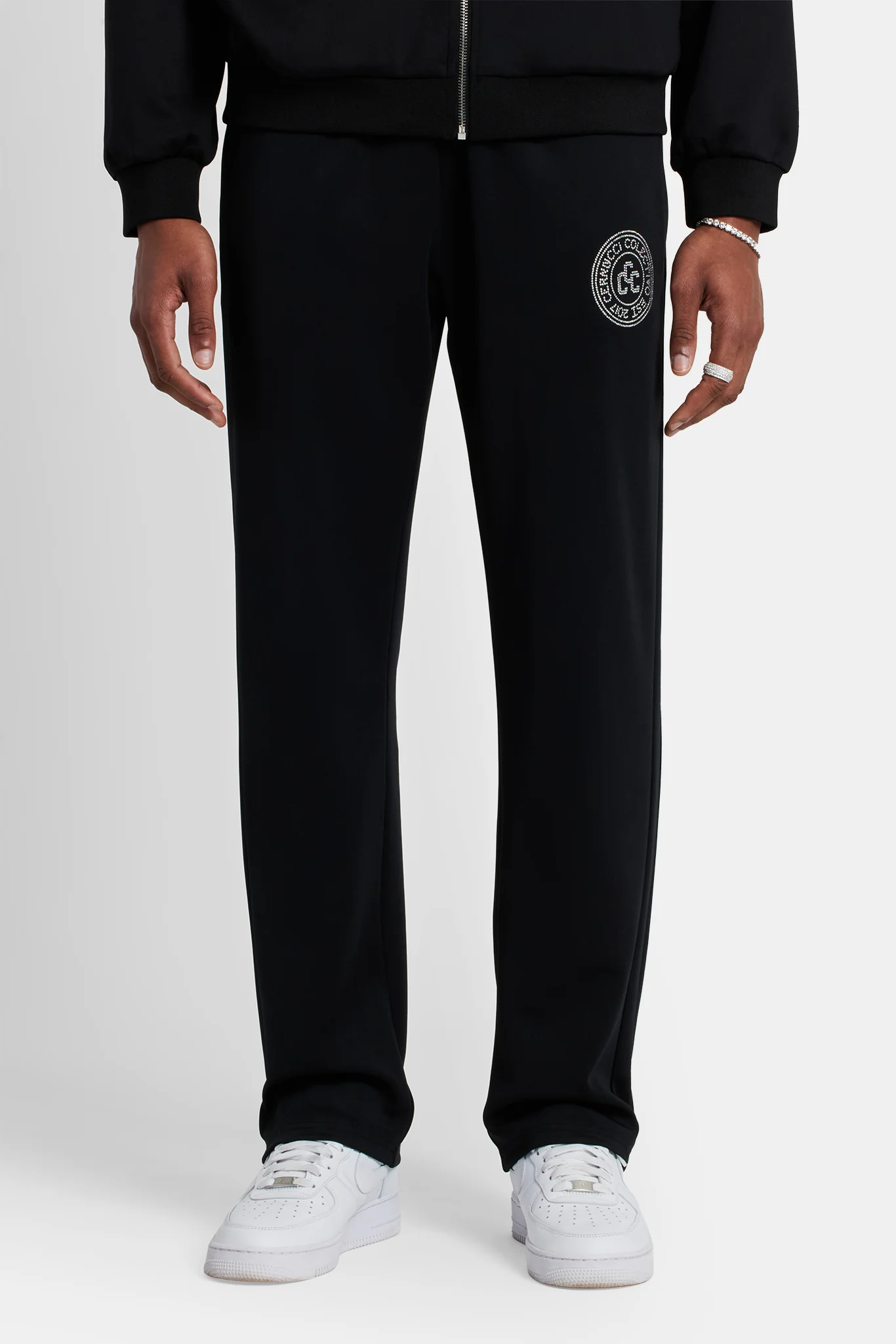 Rhinestone Crest Tracksuit - Black - Image 5