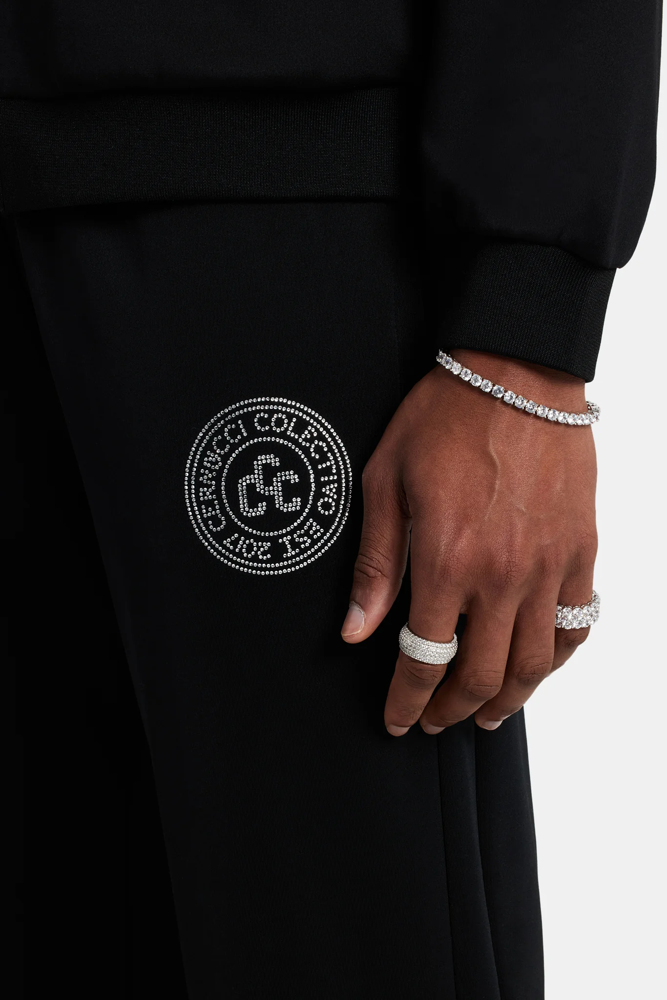 Rhinestone Crest Tracksuit - Black - Image 6