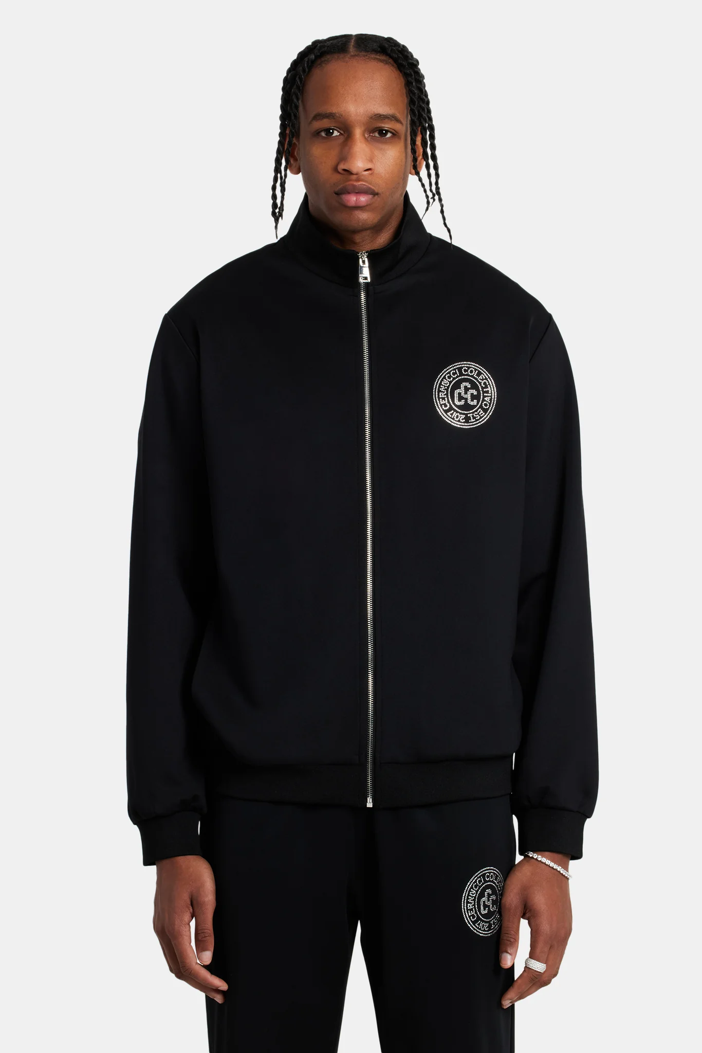 Rhinestone Crest Tracksuit - Black - Image 8