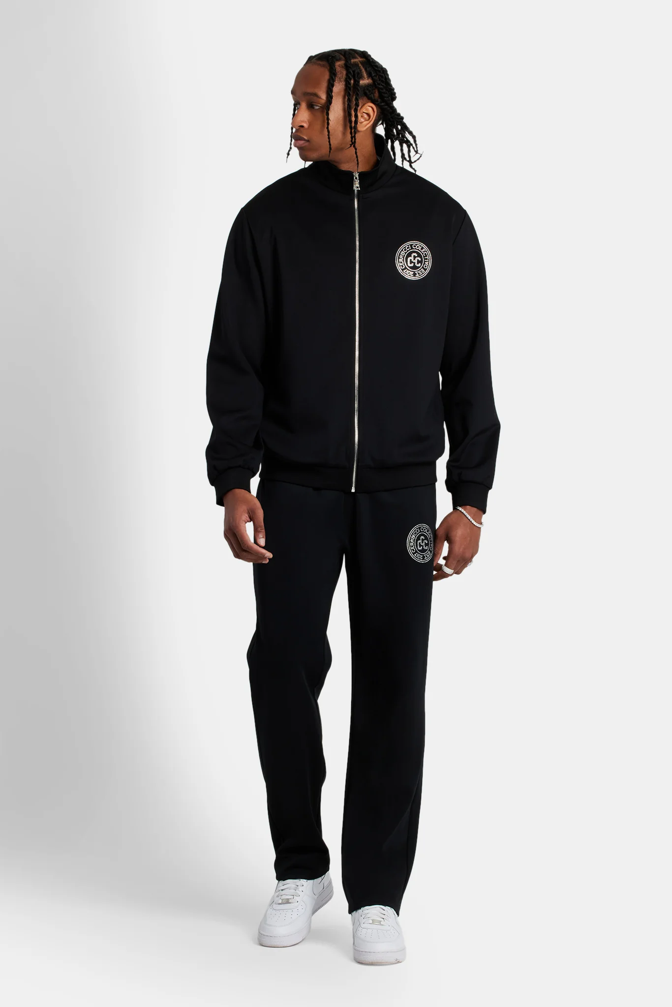 Rhinestone Crest Tracksuit - Black - Image 9