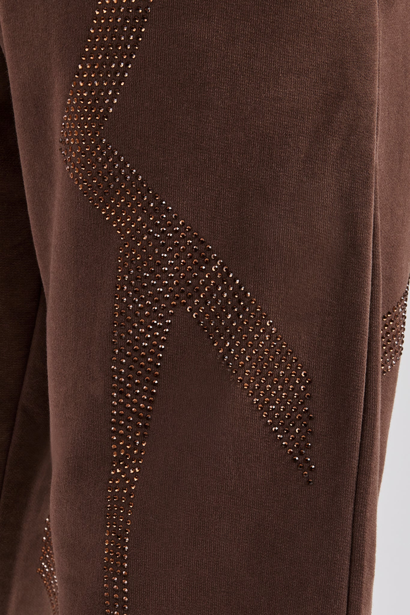 Rhinestone Diamond Cuffed Jogger - Chocolate - Image 4