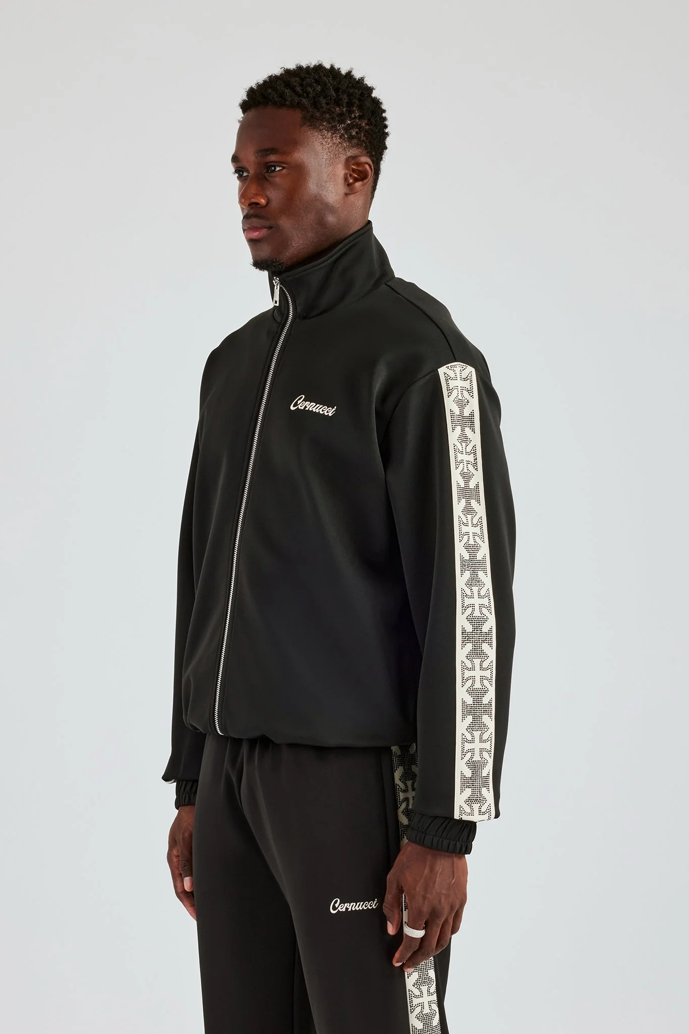Rhinestone Embellished Track Jacket - Black - Image 2