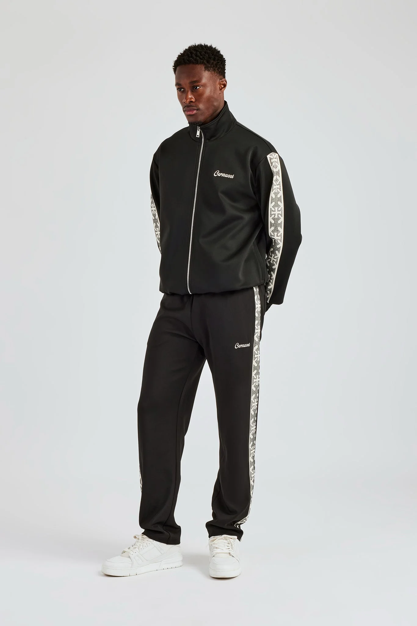 Rhinestone Embellished Tracksuit - Black - Image 5