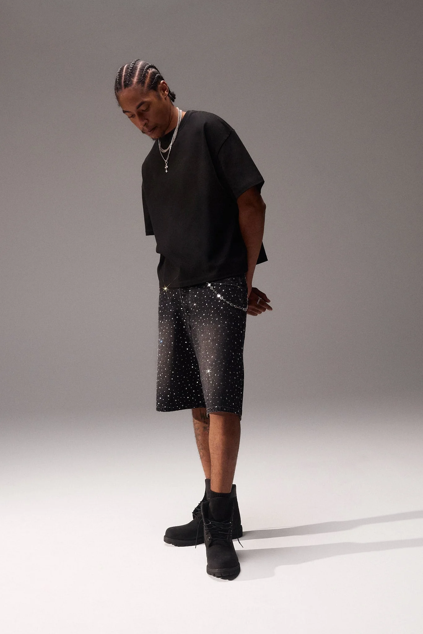 Rhinestone Jort - Washed Black - Image 2