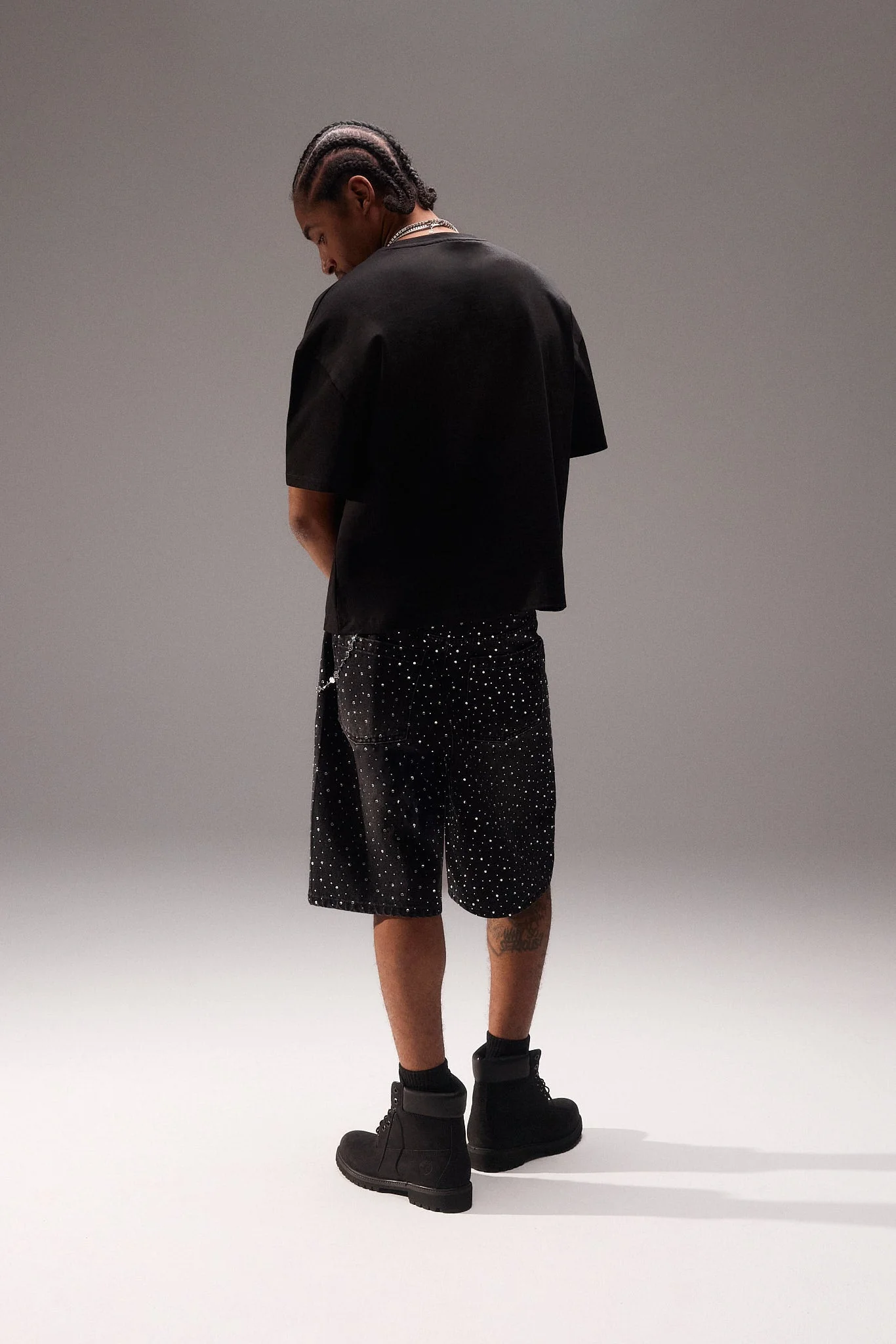 Rhinestone Jort - Washed Black - Image 3