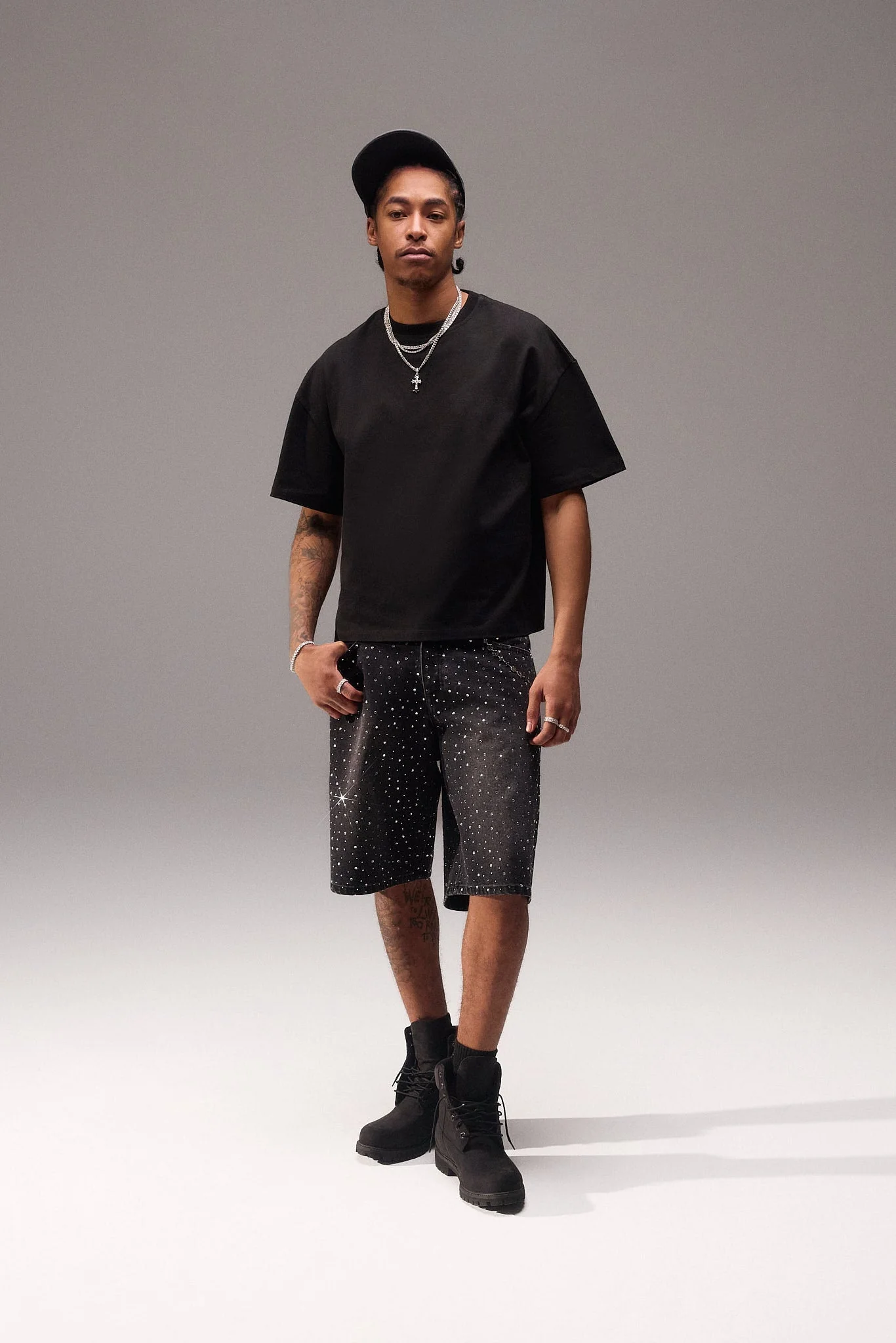 Rhinestone Jort - Washed Black - Image 4