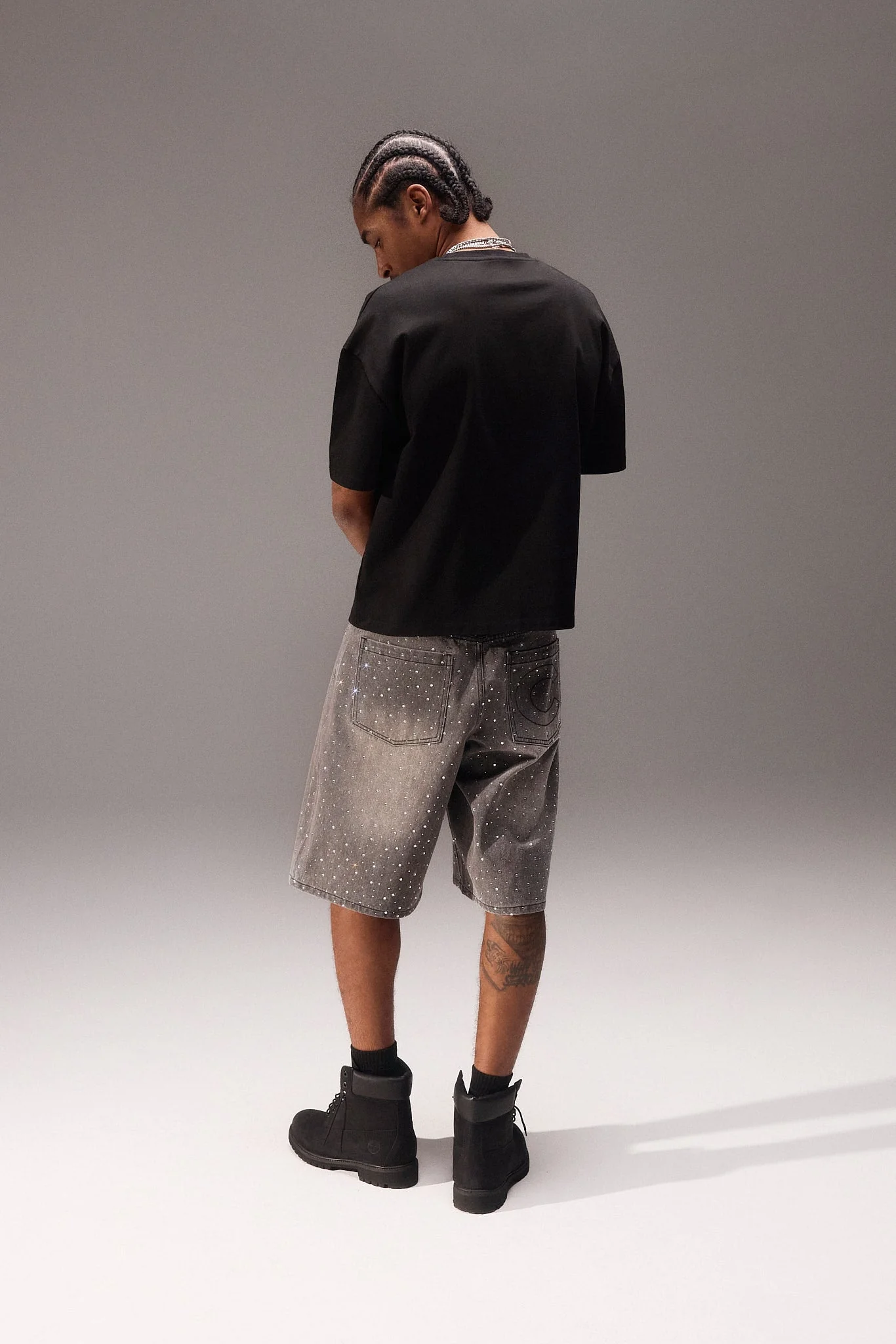 Rhinestone Jort - Washed Grey - Image 3