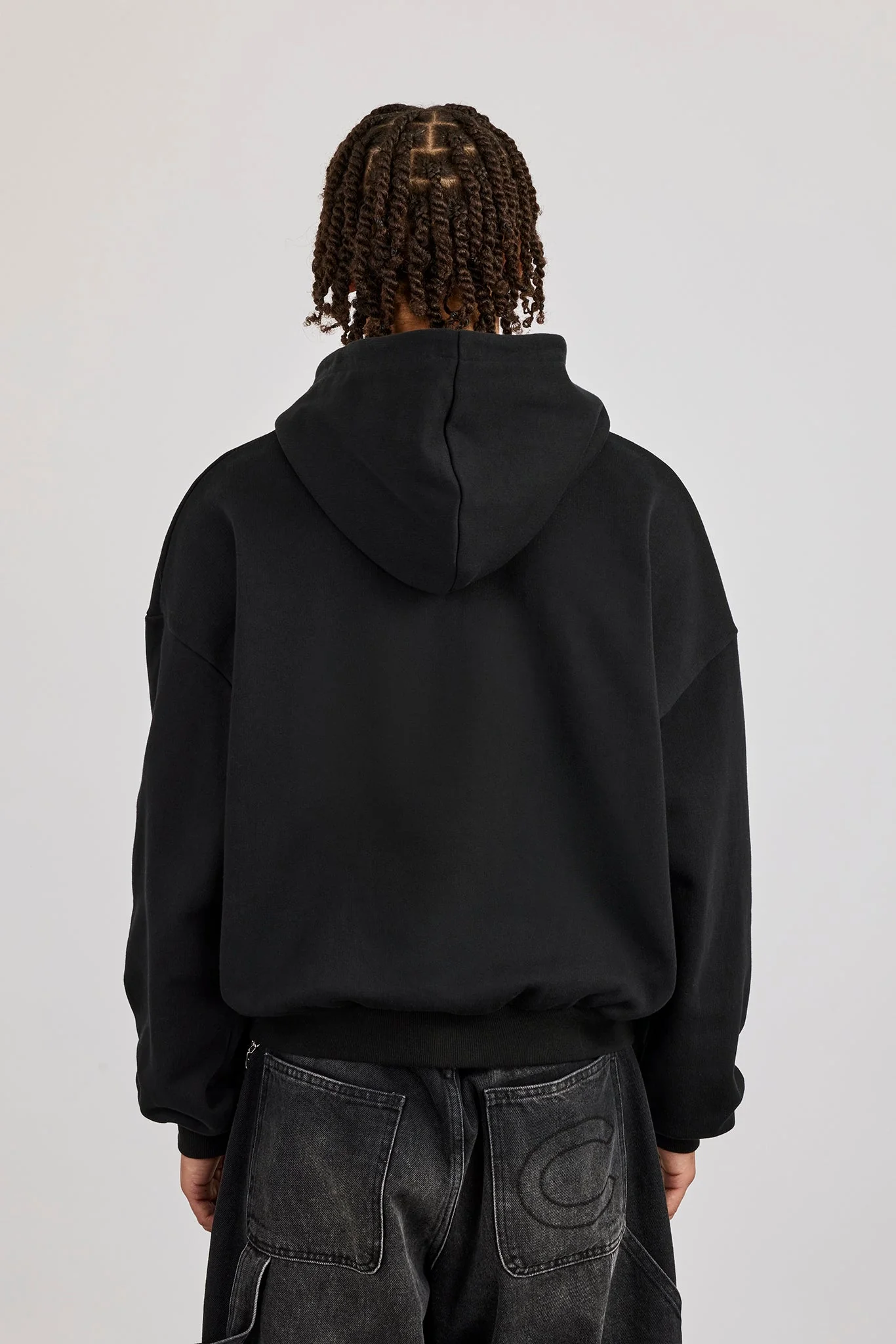 Rhinestone Logo Zip Hoodie - Black - Image 3