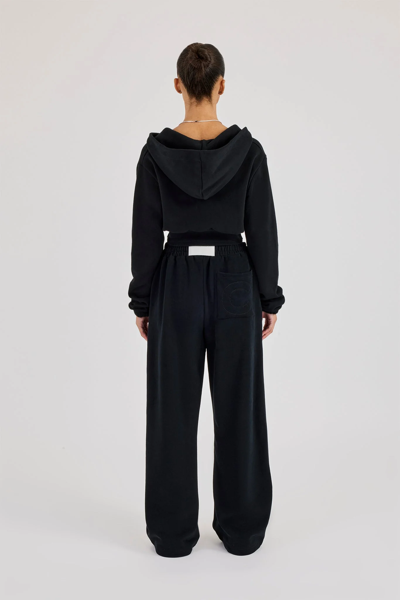 Rib Contrast Fitted Zip Tracksuit - Black - Image 3