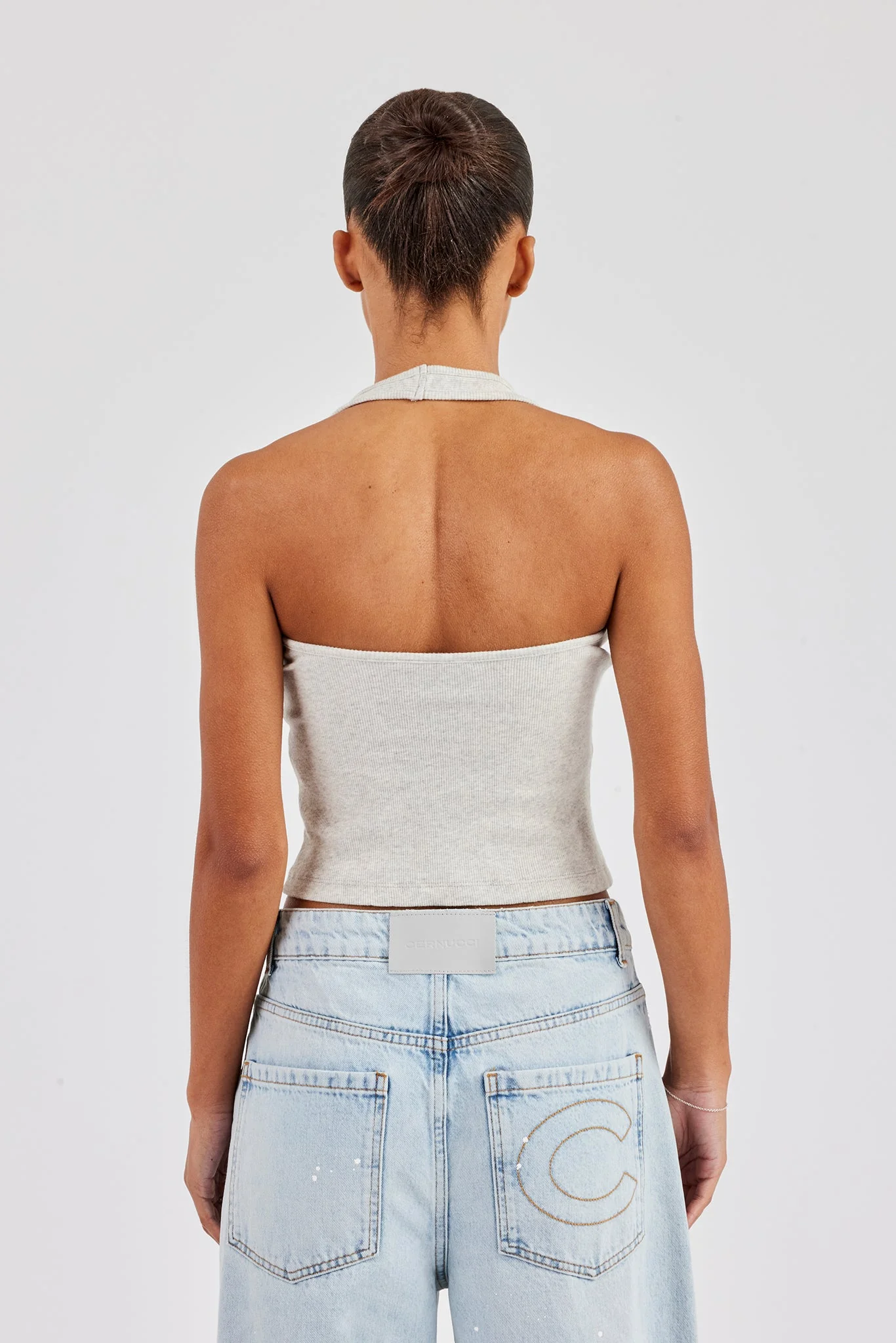 Rib Halterneck Top - Ash Grey - Image 2