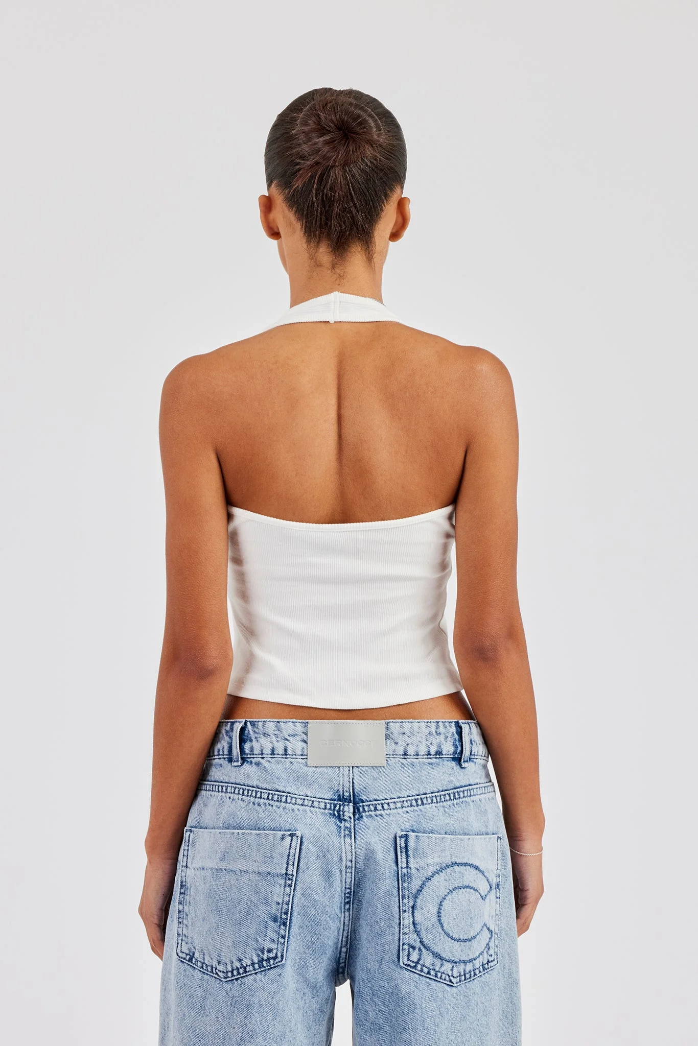 Rib Halterneck Top - Off White - Image 2