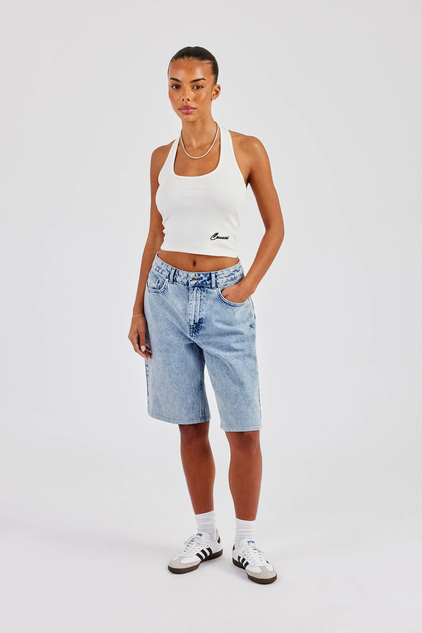 Rib Halterneck Top - Off White - Image 3